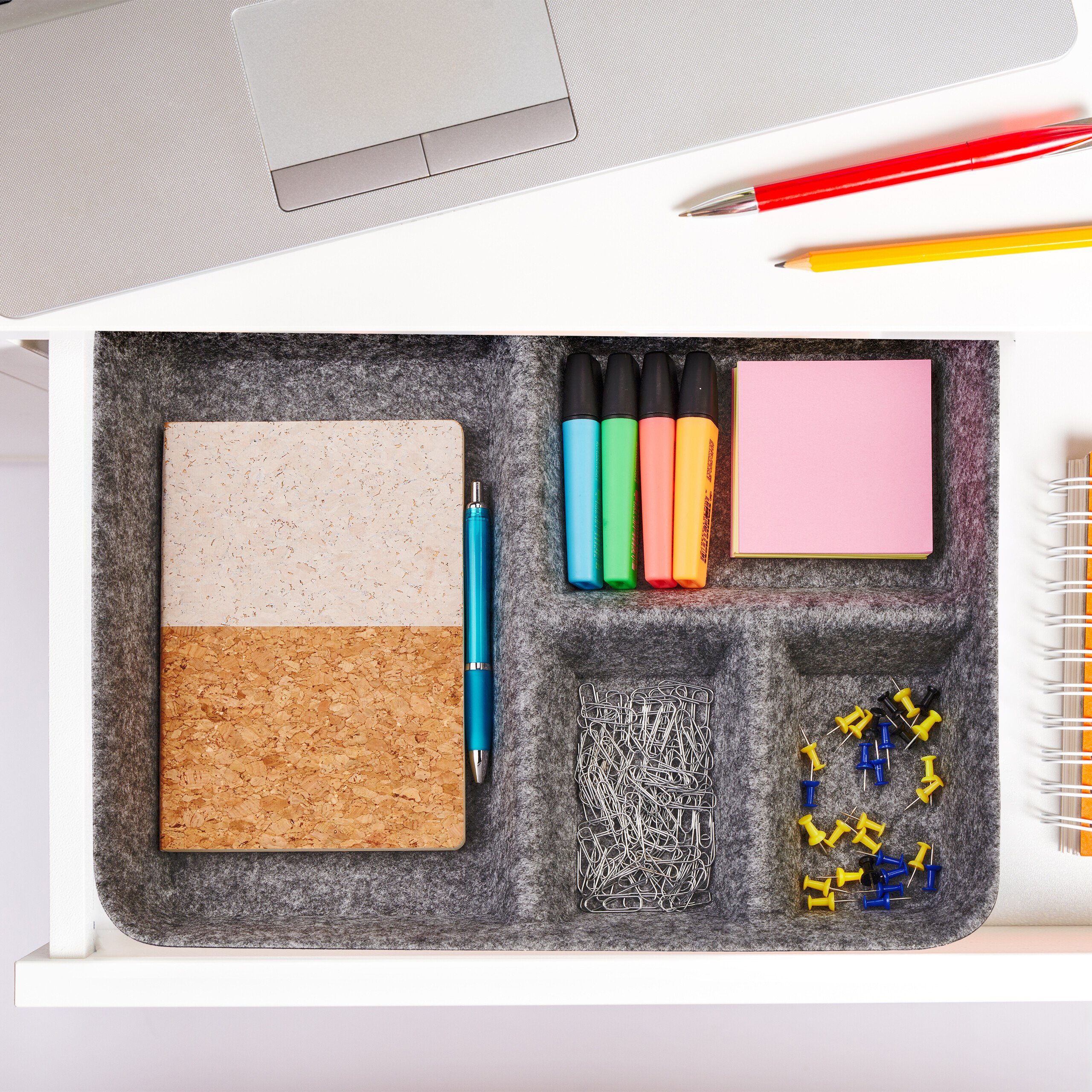 relaxdays Schubladeneinsatz Schubladen Organizer Filz, Dunkelgrau