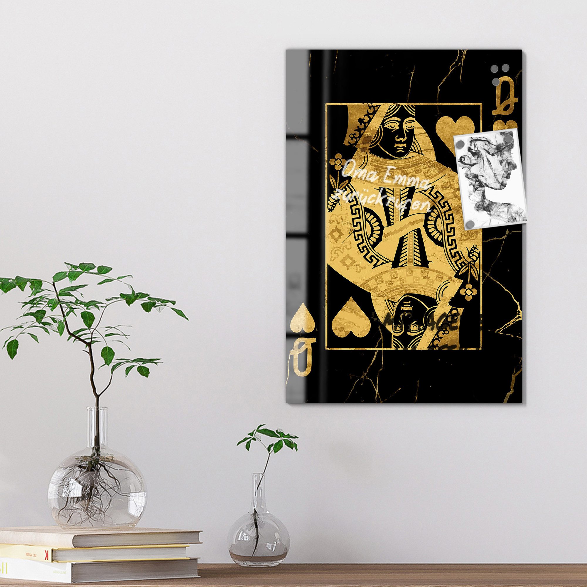 DEQOART Magnettafel 'Goldene Herzkönigin', Whiteboard Pinnwand beschreibbar