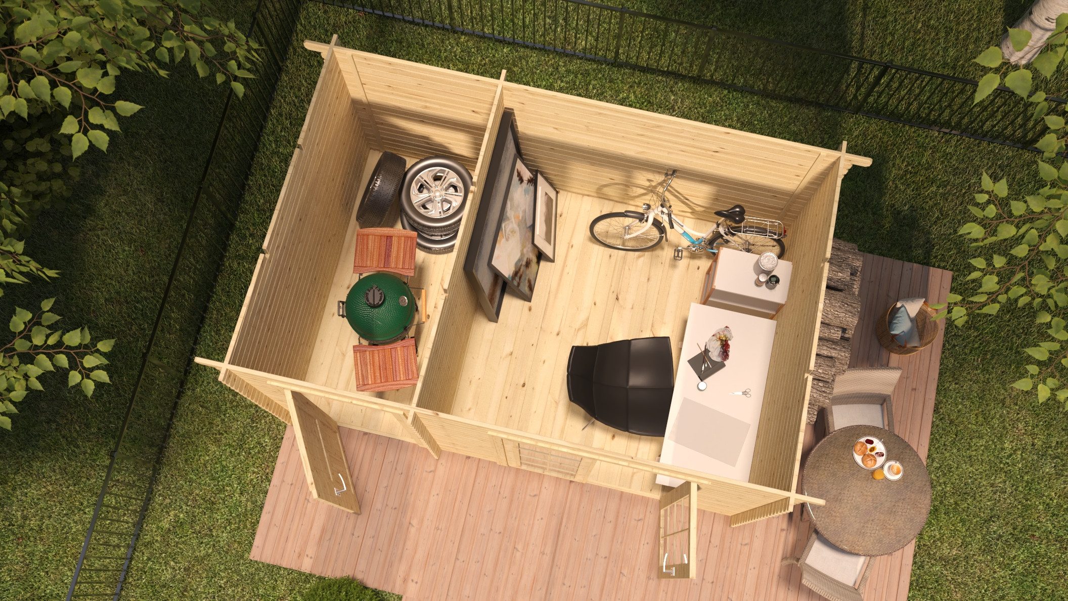 Woodtex Gartenhaus WOODTEX Gartenhaus 420×290 cm 28 mm, BxT: 420x290 cm, Holz-Gartenhaus mit Fußboden, wetterfest & witterungsbeständig