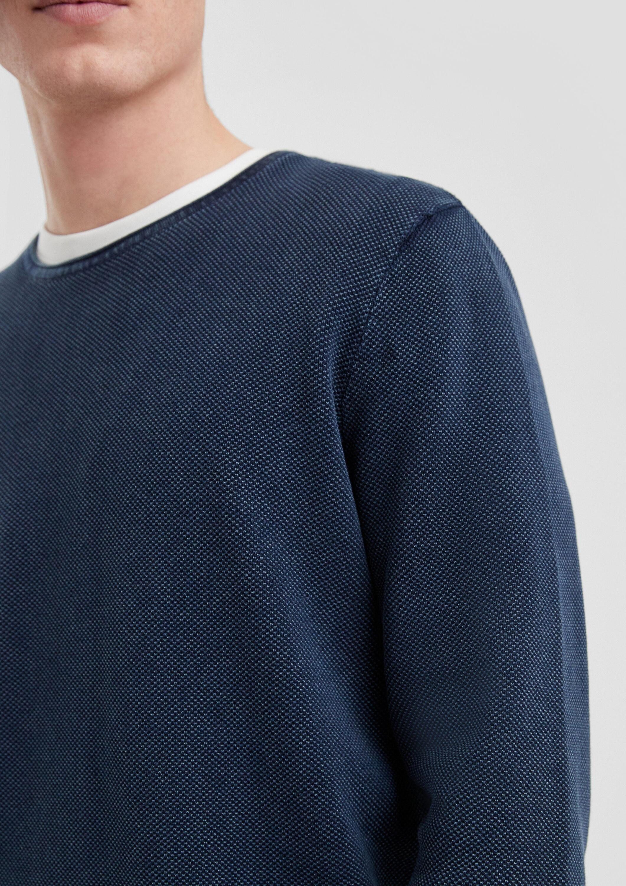 QS Longpullover Strickpullover Gewaschener Pullover mit Rollkante