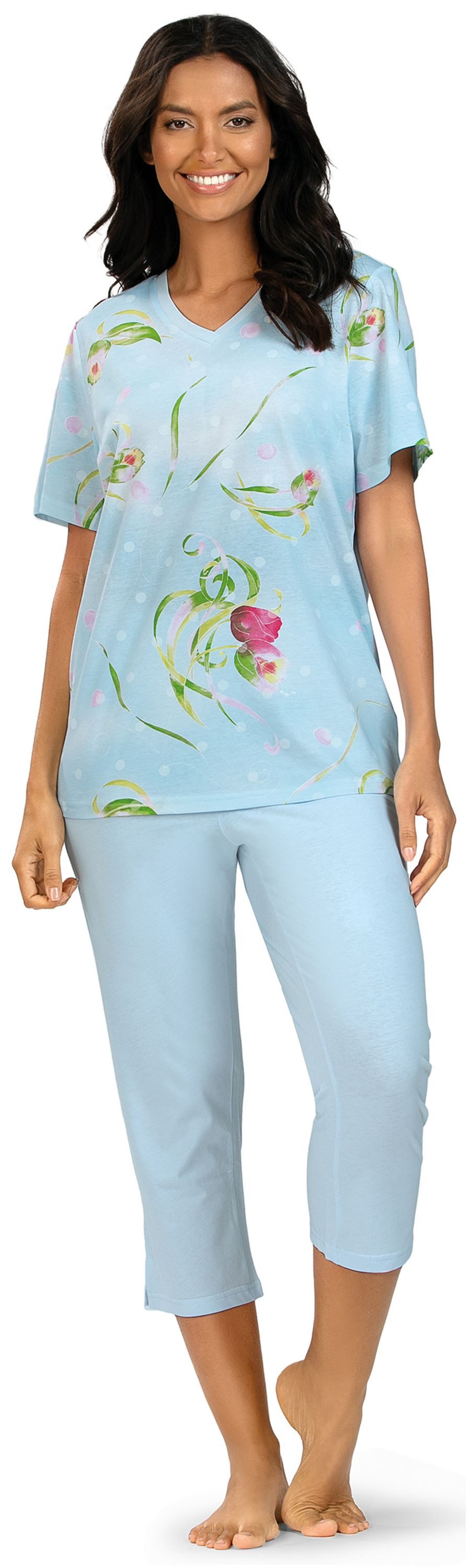 comtessa Schlafanzug Summer Whisper (Set, 2 tlg., 2-teilig) Damen Pyjama 2-teilig 7/8 Hose Baumwolle große Größen