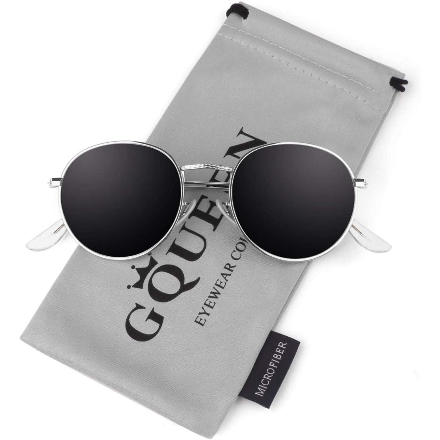 LuxusKollektion Retrosonnenbrille Sonnenbrille retro rund polarisierte UV400 Damen Herren Silber Grau