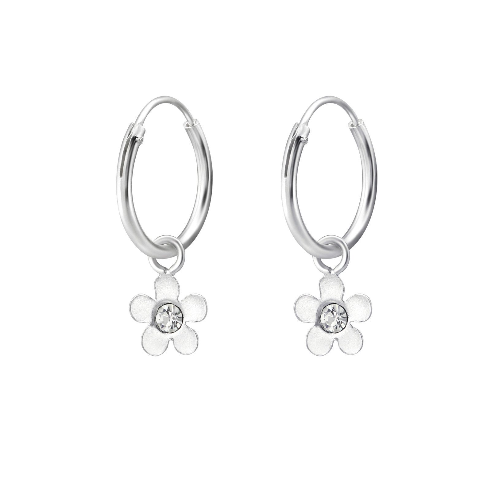 Monkimau Ohrring-Set Blume Kinder Creolen Ohrringe 925 Silber Ohrstecker, Hypoallergen