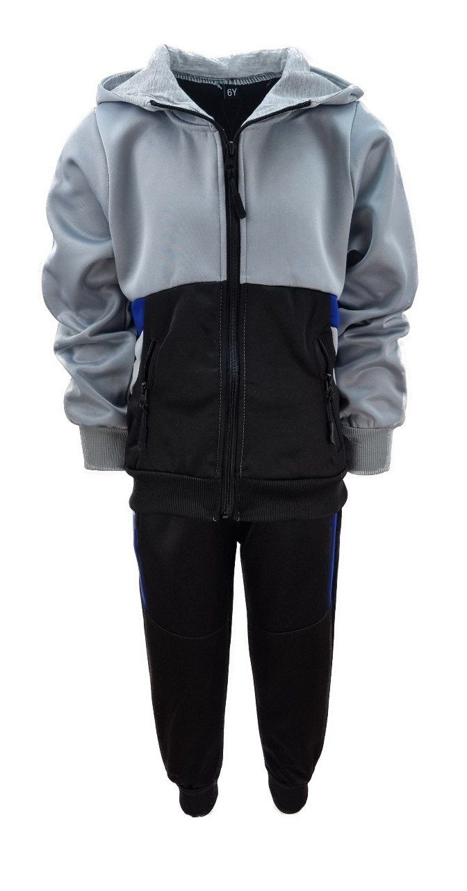 Hessis Jogginganzug Gefütterter Jungen Freizeitanzug mit sportlichem Design JF504 (Set, Jacke mit Jogginghose), gefütterte Jacke und Jogginghose mit Reißverschlusstaschen