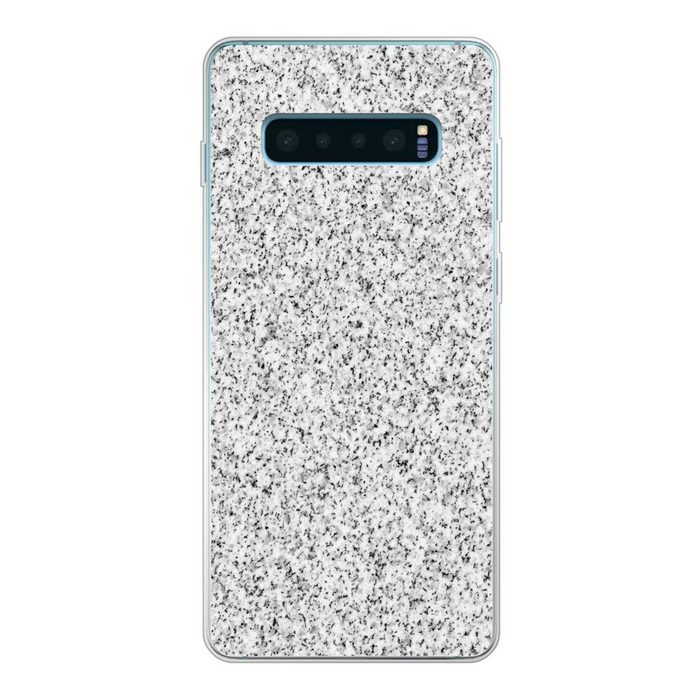 MuchoWow Handyhülle Granit - Schwarz - Weiß - Gemustert - Grau Phone Case Handyhülle Samsung Galaxy S10+ Silikon Schutzhülle