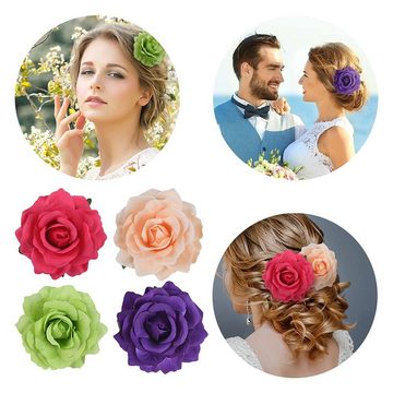 HYTIREBY Haarspange 15 Stücke Blume Haarspange, Haarclip Blume Mehrfarbig Rosen Haarnadeln, set, 15-tlg., Haarschmuck für Mädchen Frauen Party Strand Hochzeit