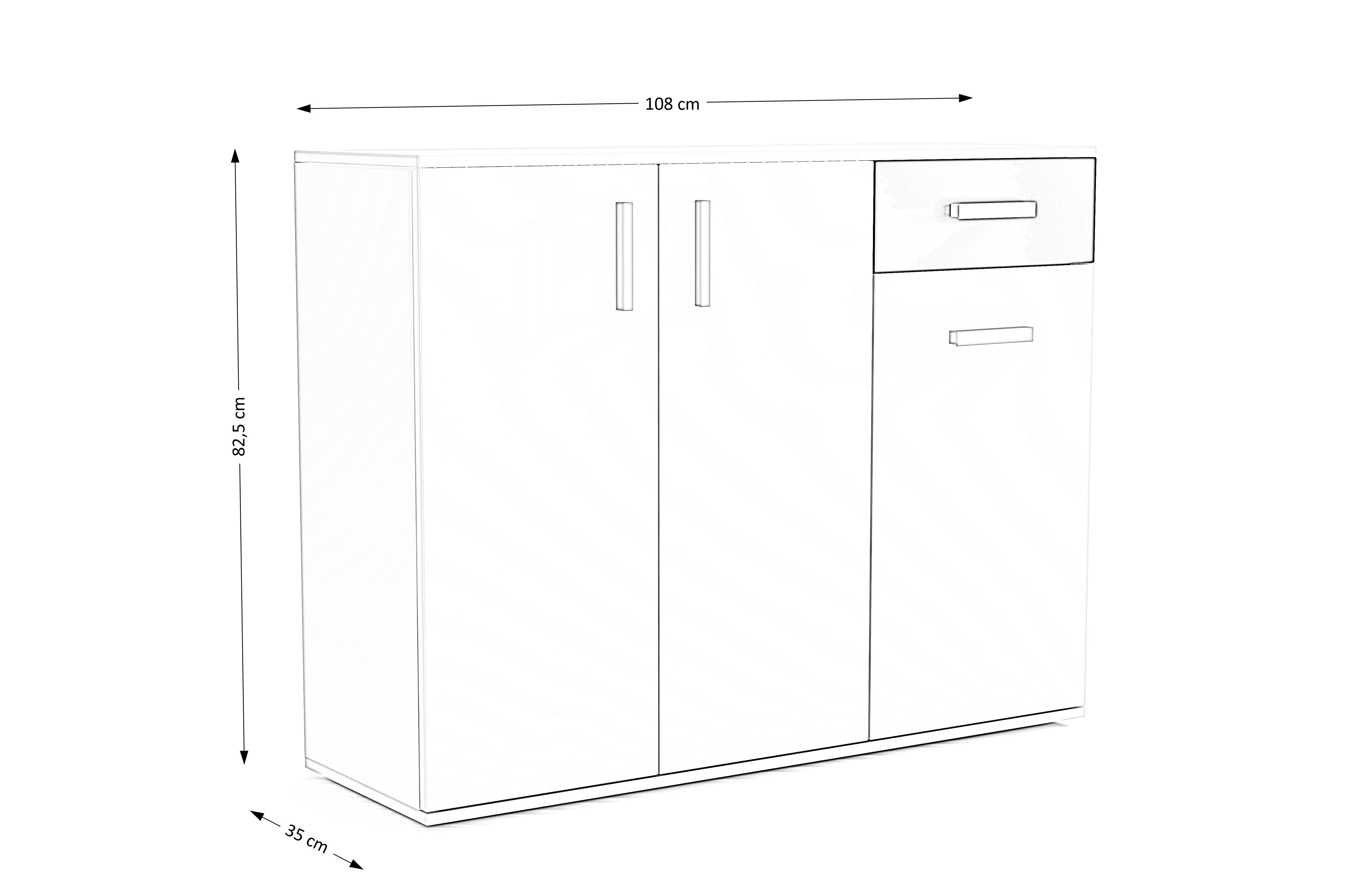 Kommode / Artisan (mit dreitürig Schublade, Beautysofa / Weiß Just Kommode Mehrzweckschrank, Anthrazit),