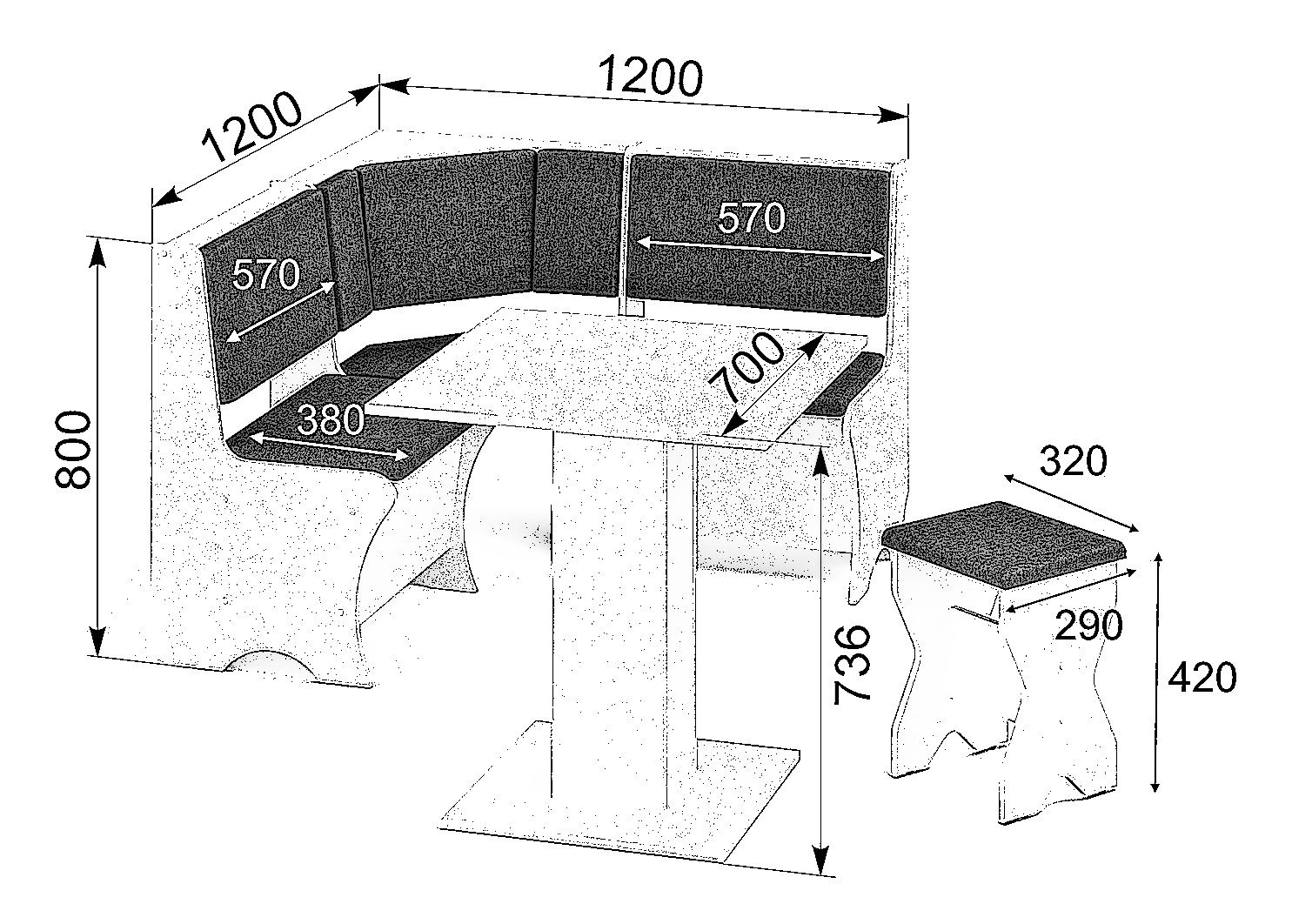 Rodnik Eckbankgruppe Ecuador, (Set, 4-tlg), mit Staufächer, kompakt, klein, platzsparend