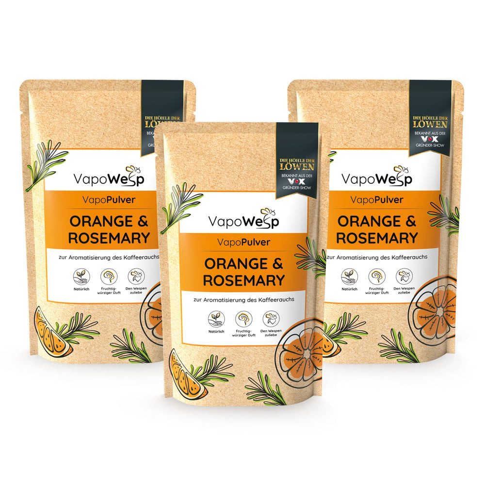VapoWesp Wespennestattrappe, VapoPulver 3er Set je 100g Orange & Rosemary oder Apple & Mint, (3-St), Orange & Rosemary (3x je 100 g)