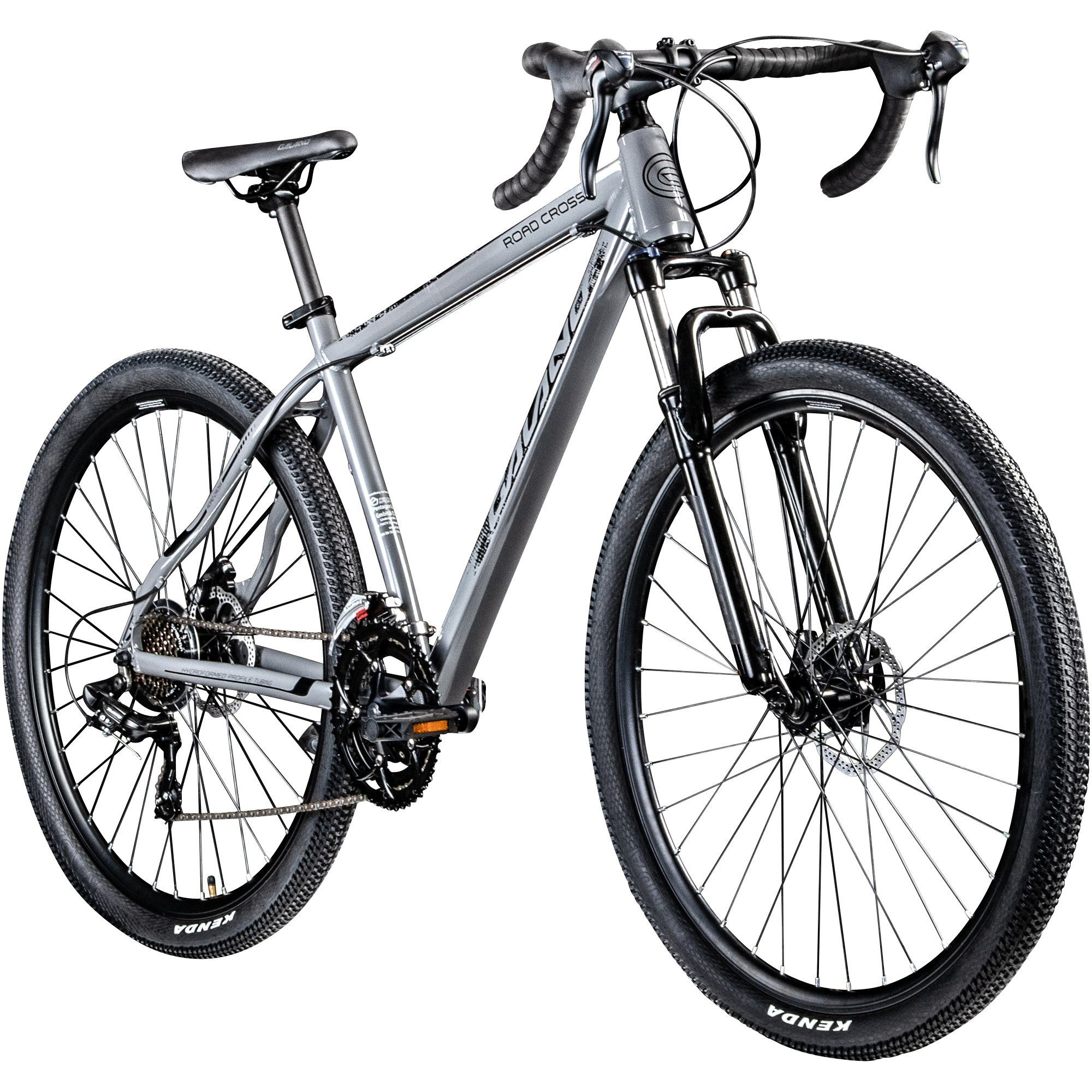 Galano cm Cross, Bike 170 Road Gang, grau/schwarz und Crossrad 14 Kettenschaltung, für 195 Fitnessbike Gravel Damen Herren Cyclocross-Rad -