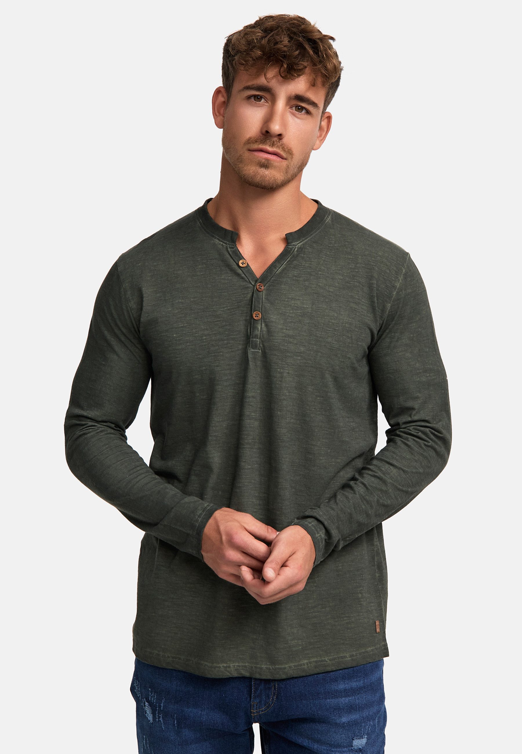 Indicode Langarmshirt Herren INKilsone Shirt Langarm Herrenshirt lässiges Longsleeve mit modischer Knopfleiste