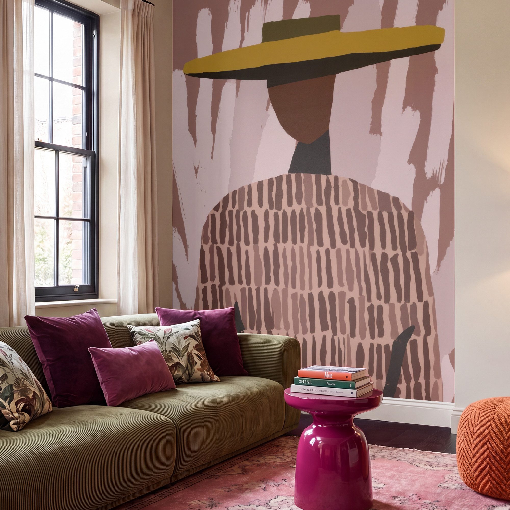 OnlyWow Fototapete Abstrakt - Abbildung - Illustration - Hut, Matt, bedruckt, Wandtapete, Schlafzimmer, Küche, Wanddekoration 220x300cm