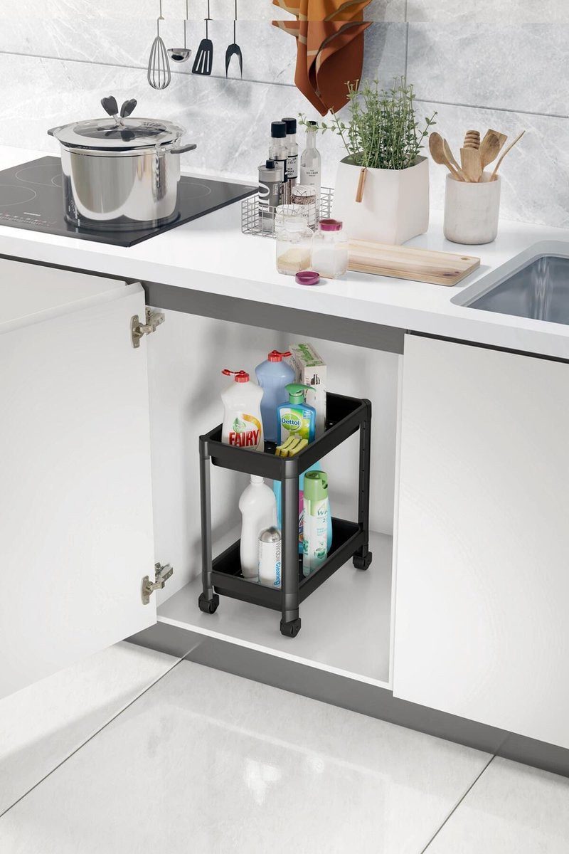 Luxury Bites Spülenunterschrank Flexibles Untertischregal mit Rollen, 2 Ebenen