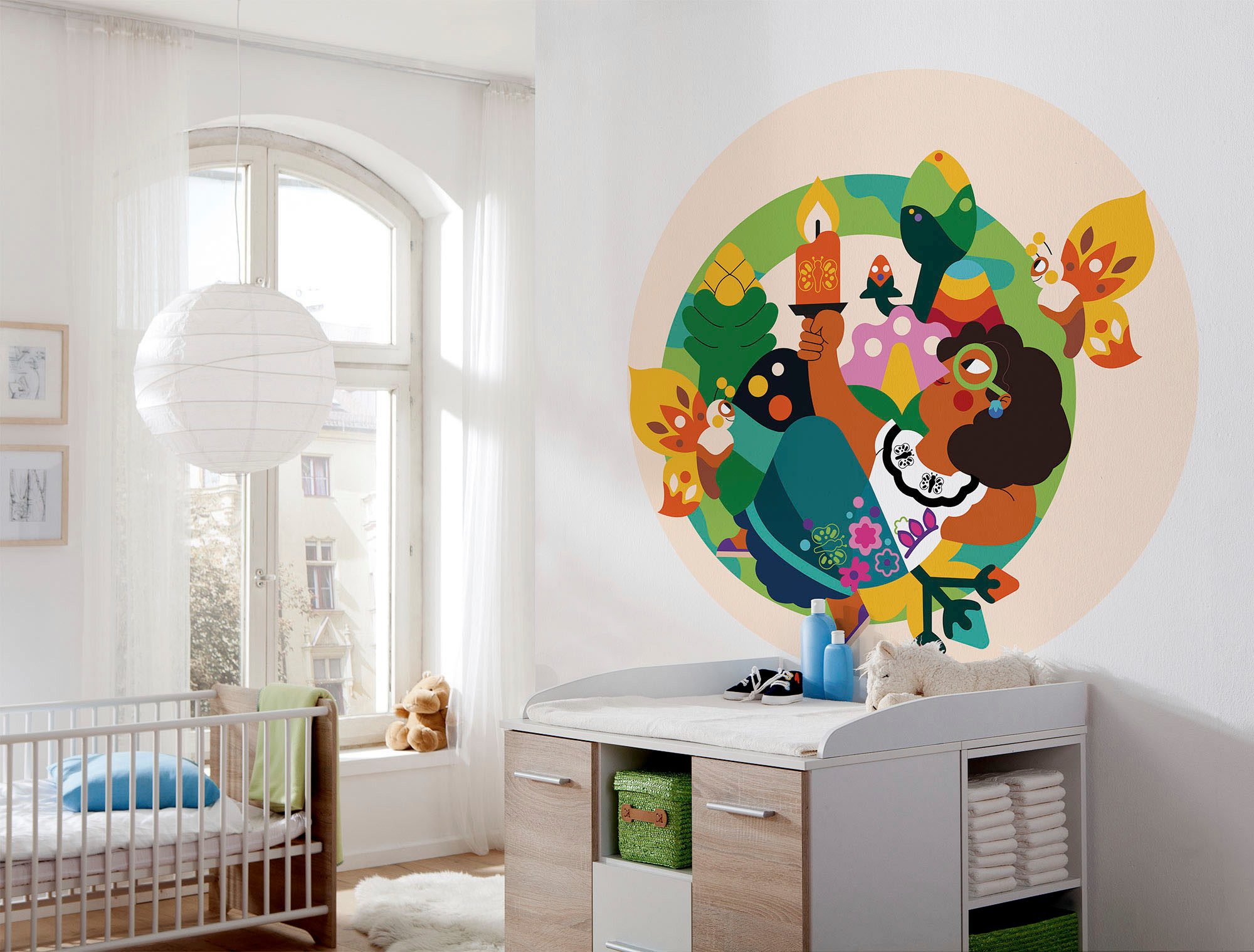 Komar Wandtattoo selbstklebendes Vlies - Encanto Miracle Candle - Größe 125 x 125 cm (1 St), Künstler: Komar, rund und selbstklebend