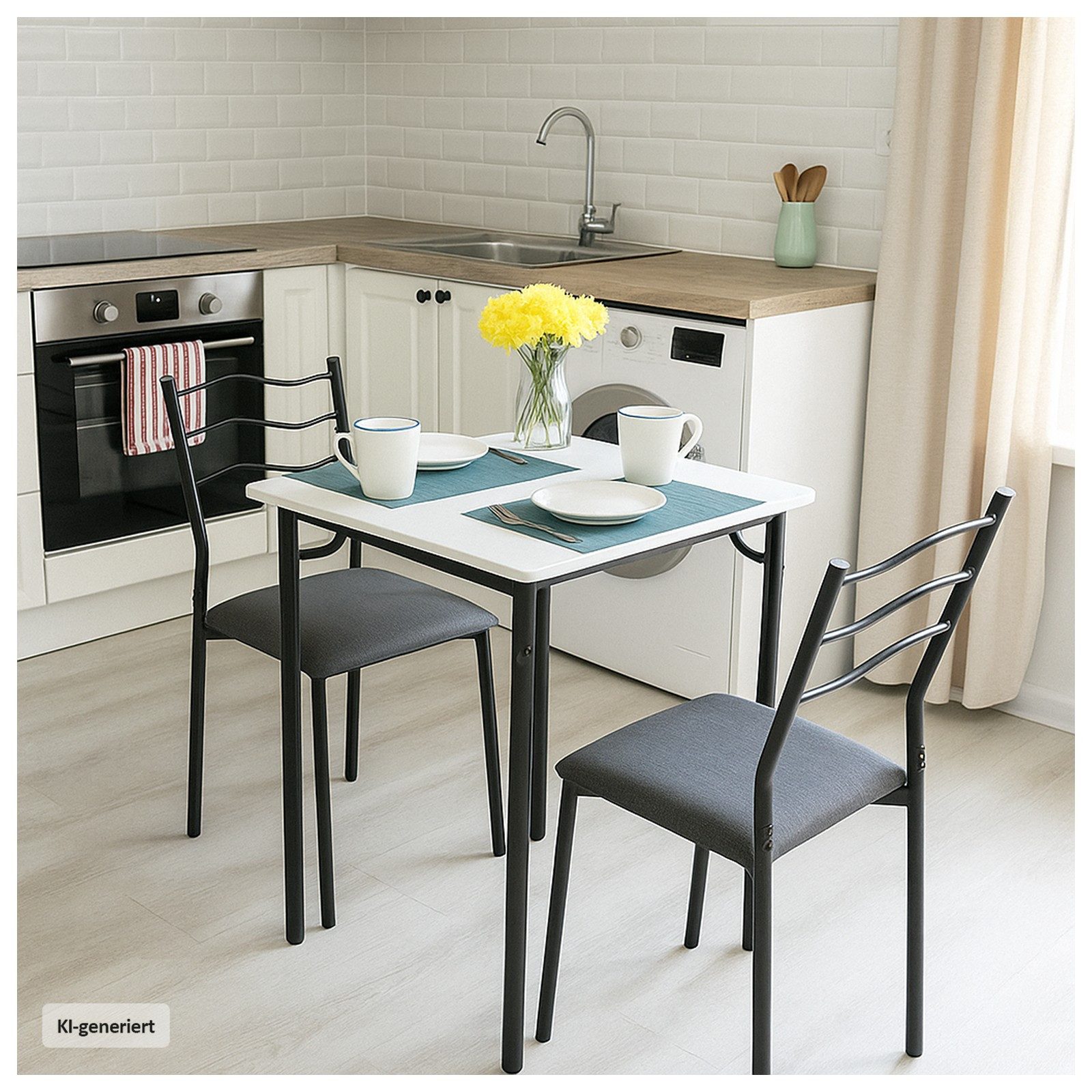 HTI-Living Essgruppe Essgruppe Thora 3-teilig Tischplatte Weiß, (Set, 3-tlg., 1 Tisch, 2 Stühle)
