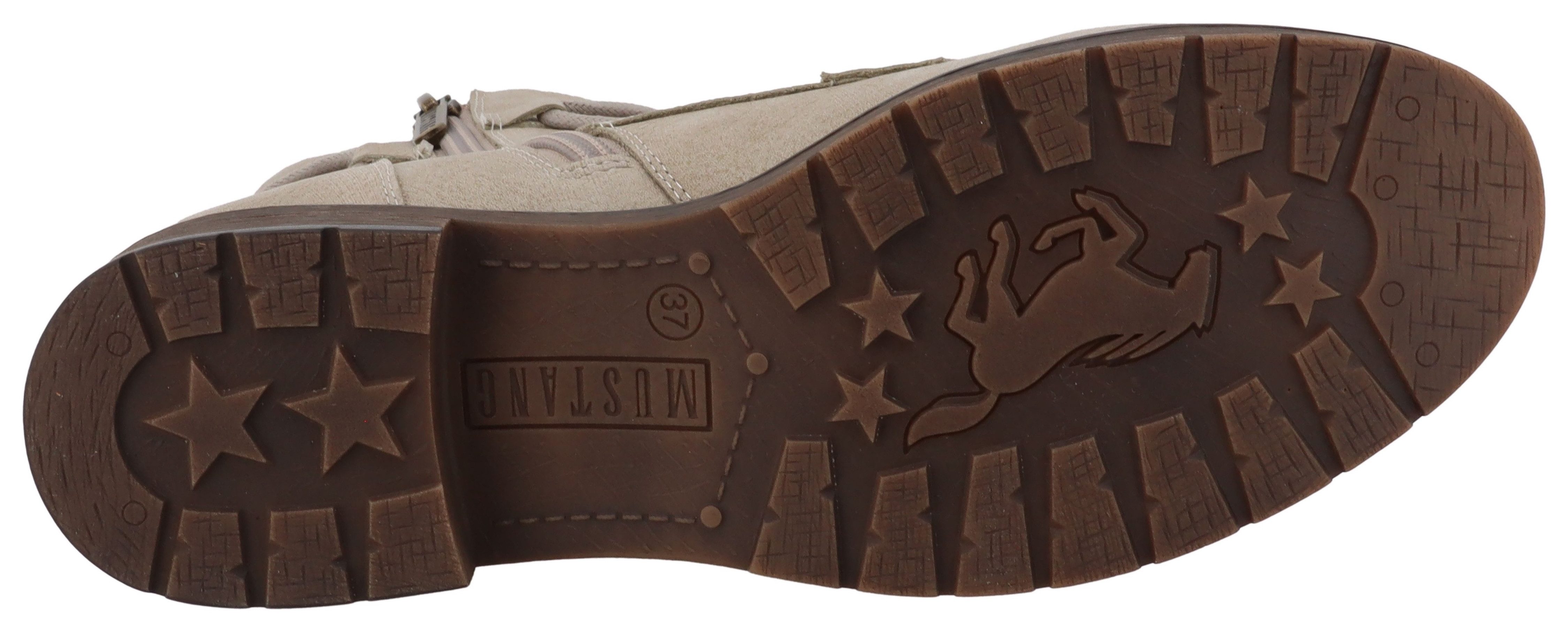 Mustang Shoes Elfi Winterstiefelette Winterstiefel mit Reißverschluss und markanter Schnürung