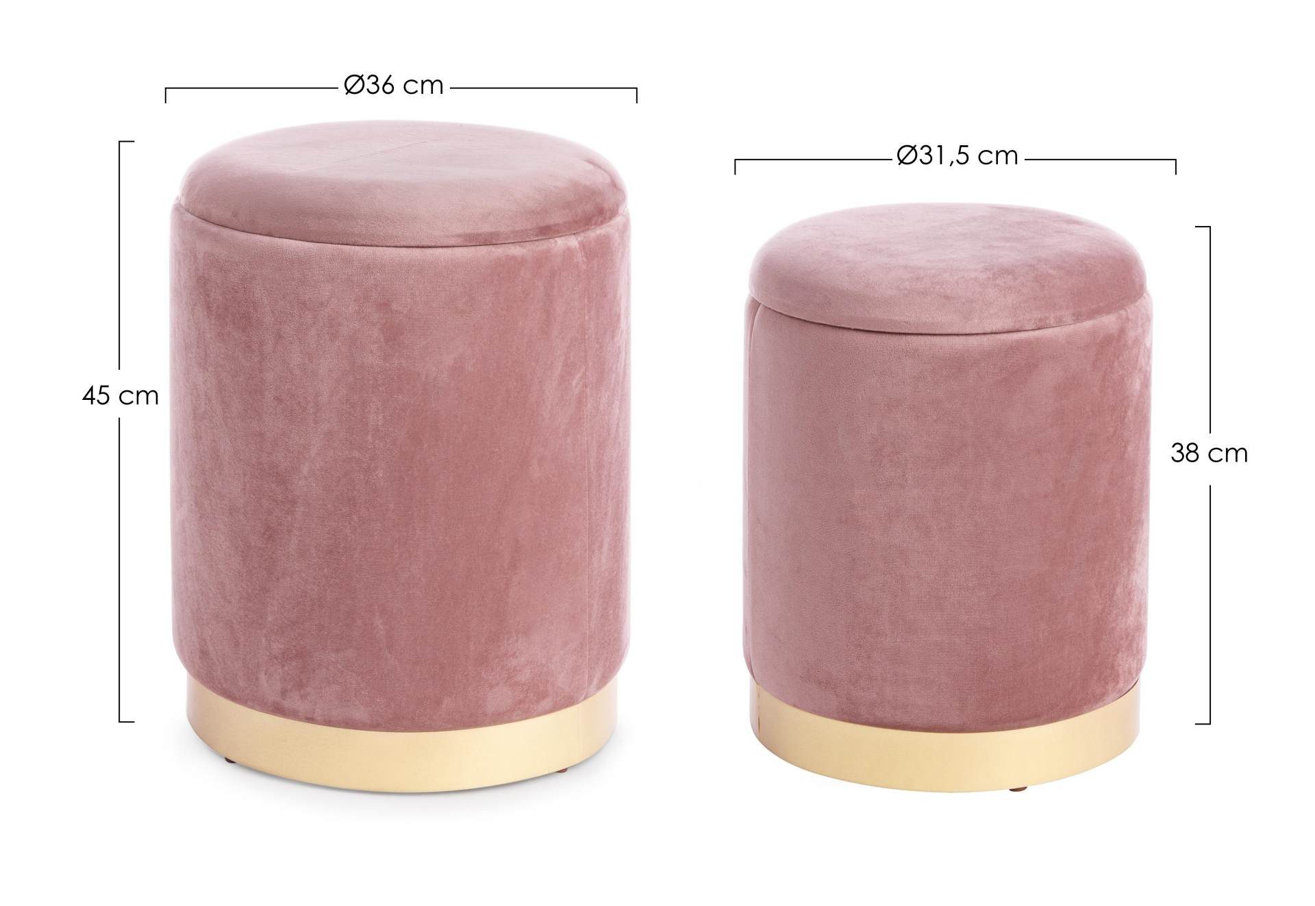 Feeling4Home Pouf Polina 2er-Set in Samt-Optik, Rosa