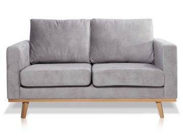 Moebel-Eins Sofa, CORIN 2-Sitzer Sofa mit Echtholz-Untergestell, Bezug in Velour-Optik