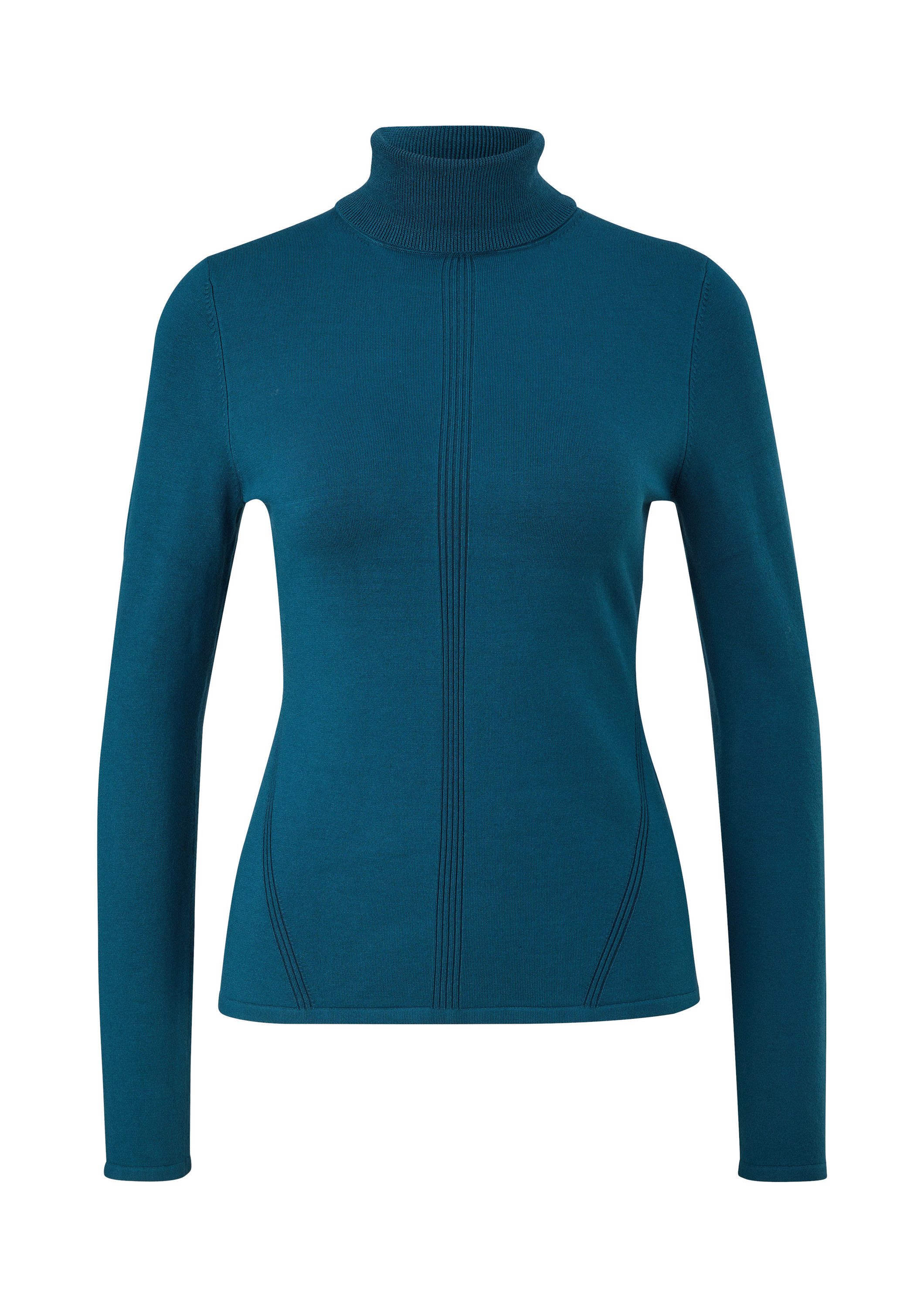 comma Longpullover Strickpullover Rollkragenpullover aus Viskosemix