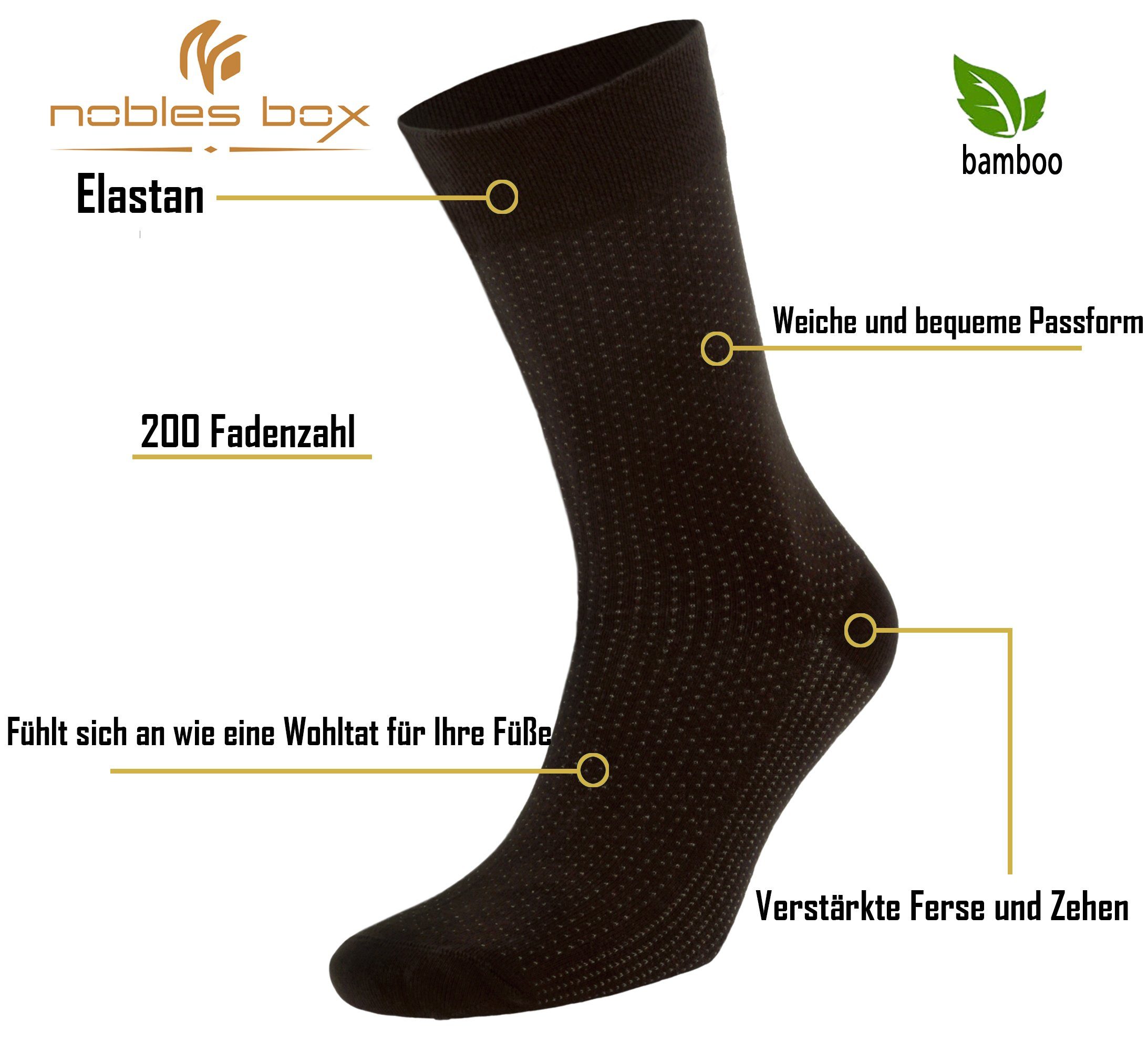 NoblesBox Socken 4-Paar) (Box, Braun Bambussocken und Arbeitssocken, Herrensocken Damen