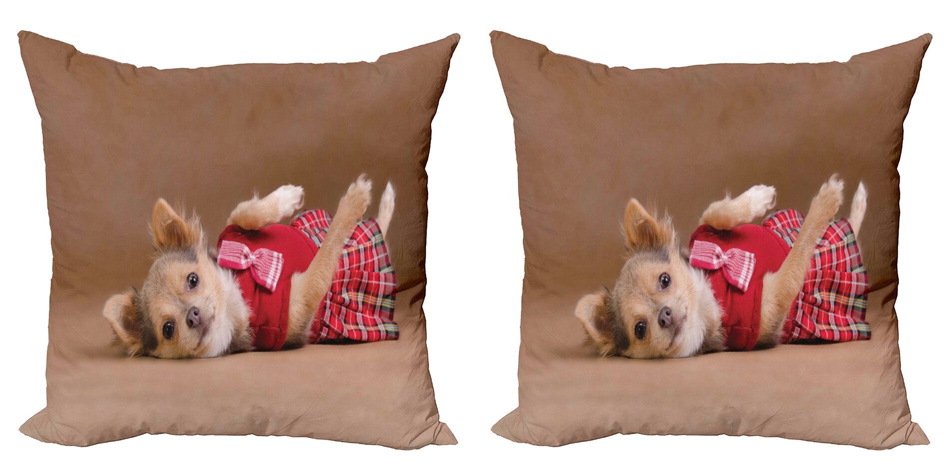 Kissenbezüge Modern Accent Doppelseitiger Digitaldruck, Abakuhaus (2 Stück), Chihuahua Welpen-tragende Kilt Foto
