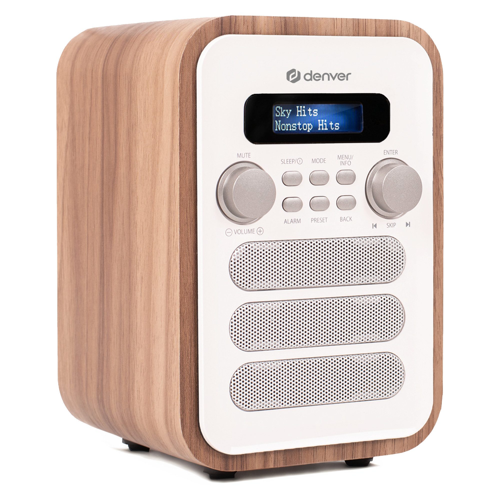 Denver DAB-48W Digitalradio (DAB) (DAB+, FM, 2.5 W, Bluetooth, DOT-Matrix LCD, 3.5 mm Kopfhörer-Ausgang, 40+40 Presets)