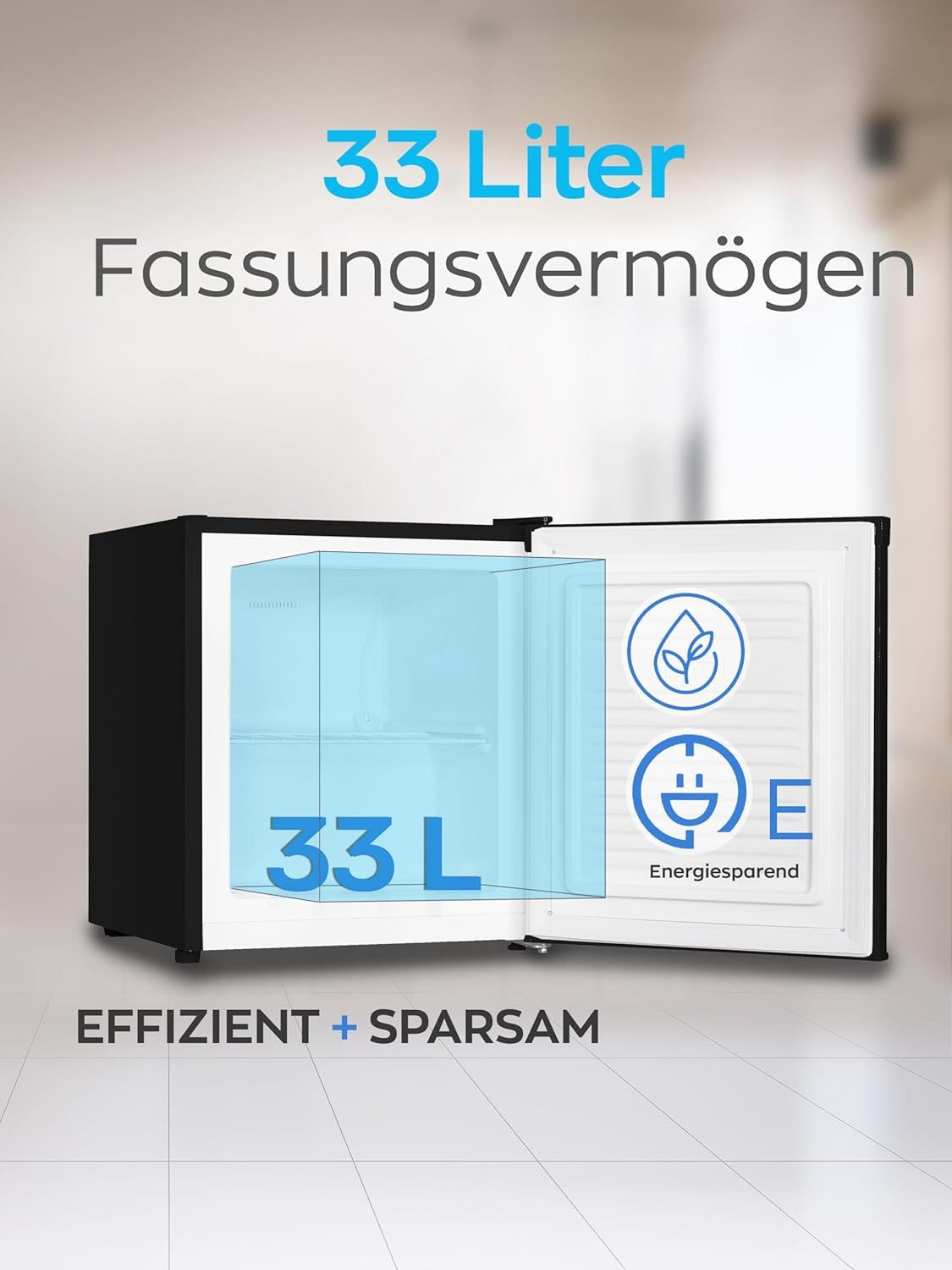 Heinrich´s Gefrierschrank Mini Gefrierbox HGB 5088 SW, 51 cm hoch, 44 cm breit, Kühlbox 40db 33 Liter bis zu -18 Grad