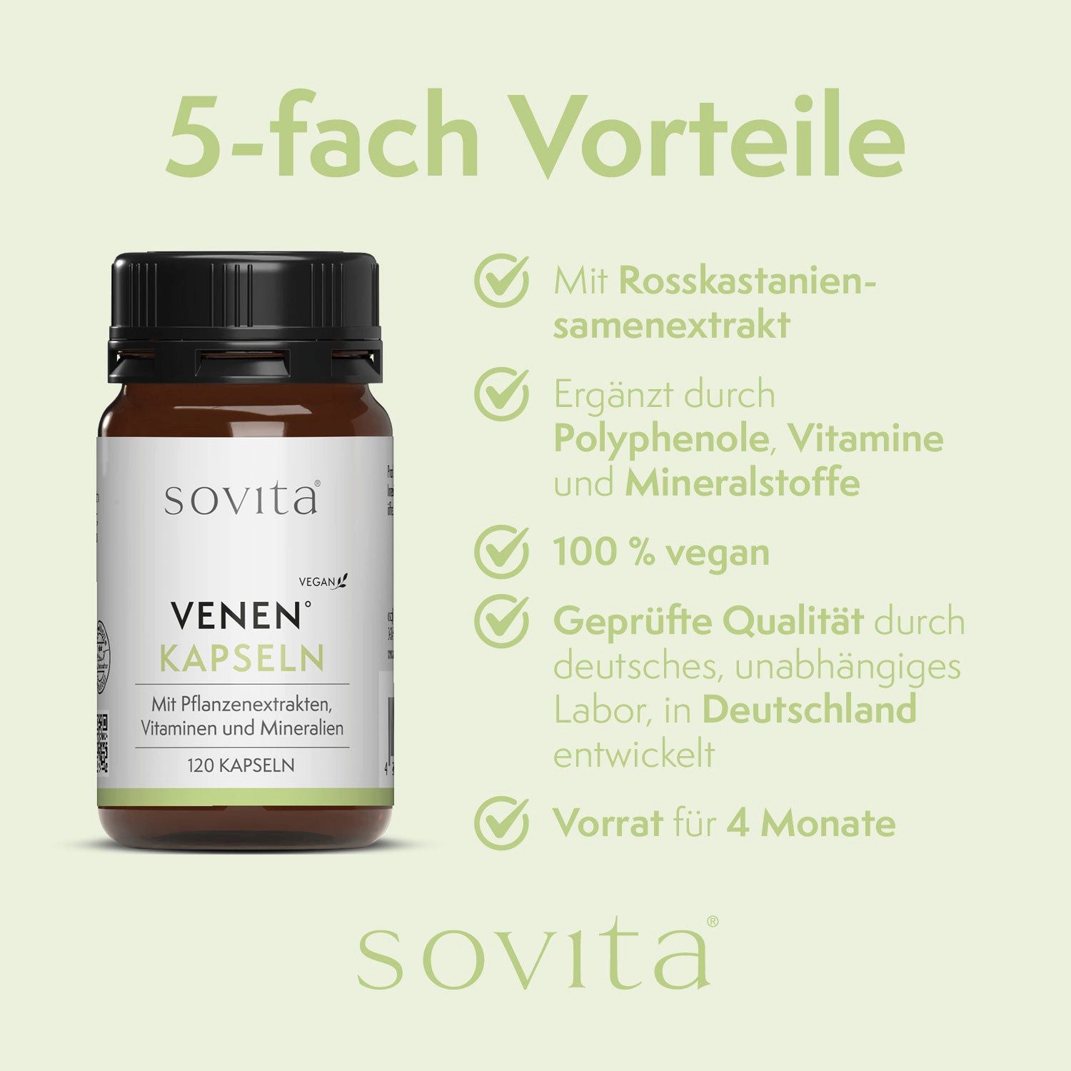 Ascopharm Venen Kapseln, 120 Stk. mit 100 mg Rosskastanie & 80 mg Vitamin C 1, 1 er