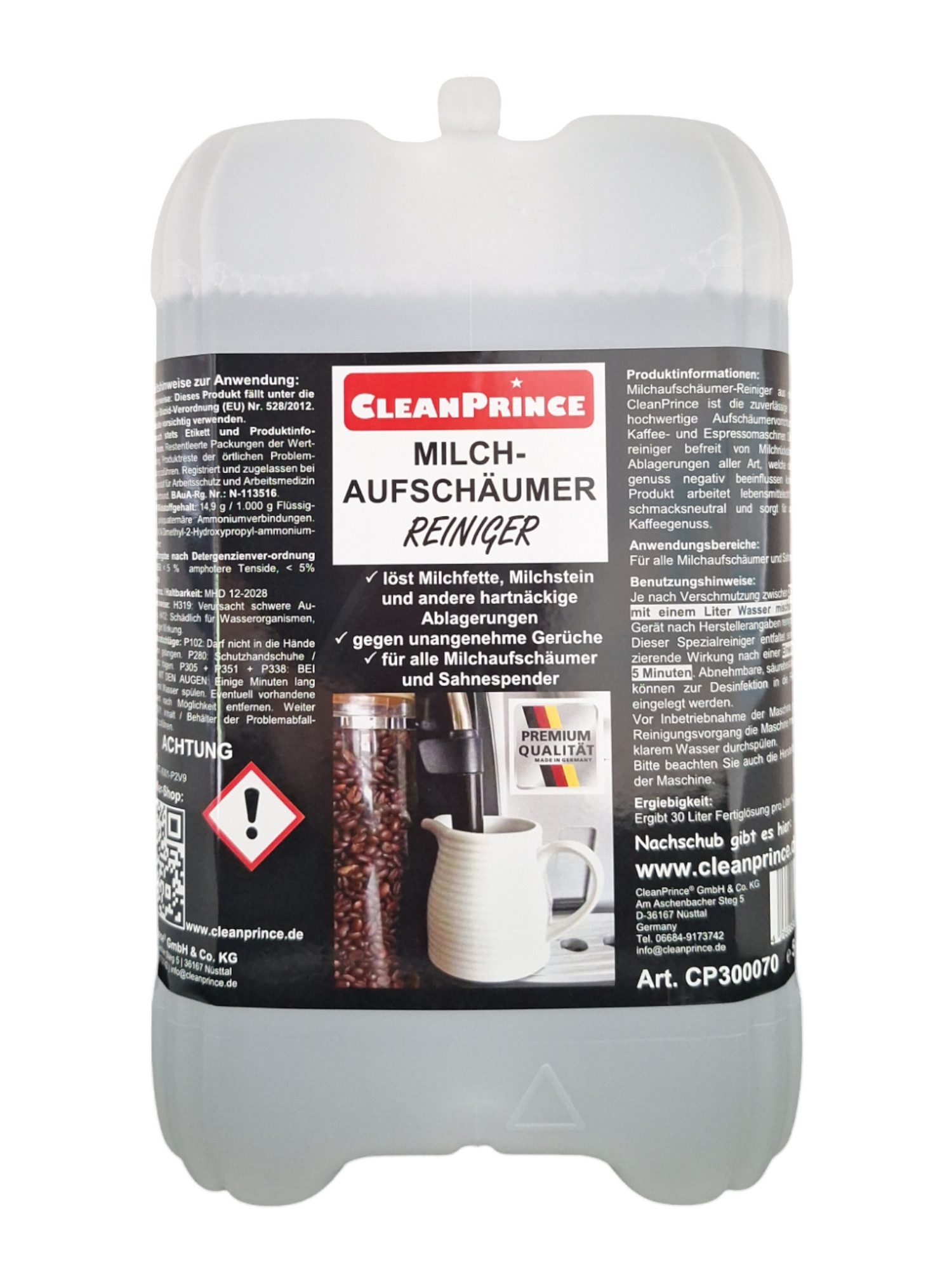 CleanPrince Milchaufschäumer Reiniger Konzentrat Milchschaum Reinigungskonzentrat (Milchaufschäumer-Reiniger)