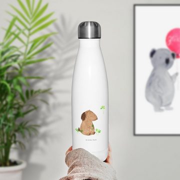 Mr. & Mrs. Panda Thermoflasche Hund Kleeblatt - Weiß - Geschenk, Hundemotiv, Hundebesitzer, Thermos, Einzigartige Geschenkidee