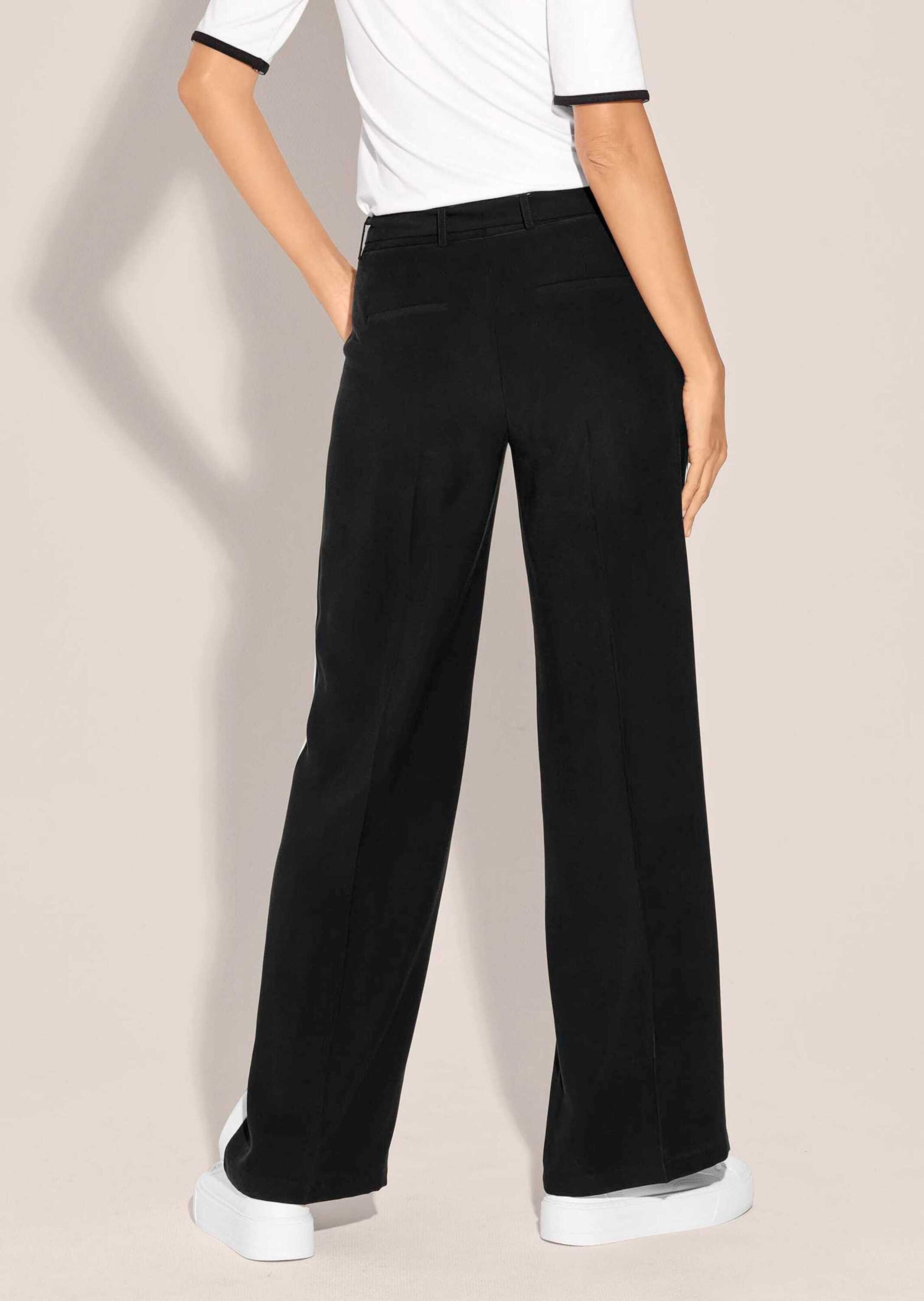 MADELEINE Bügelfaltenhose Weite Hose mit Bindeband und Seitenstreifen