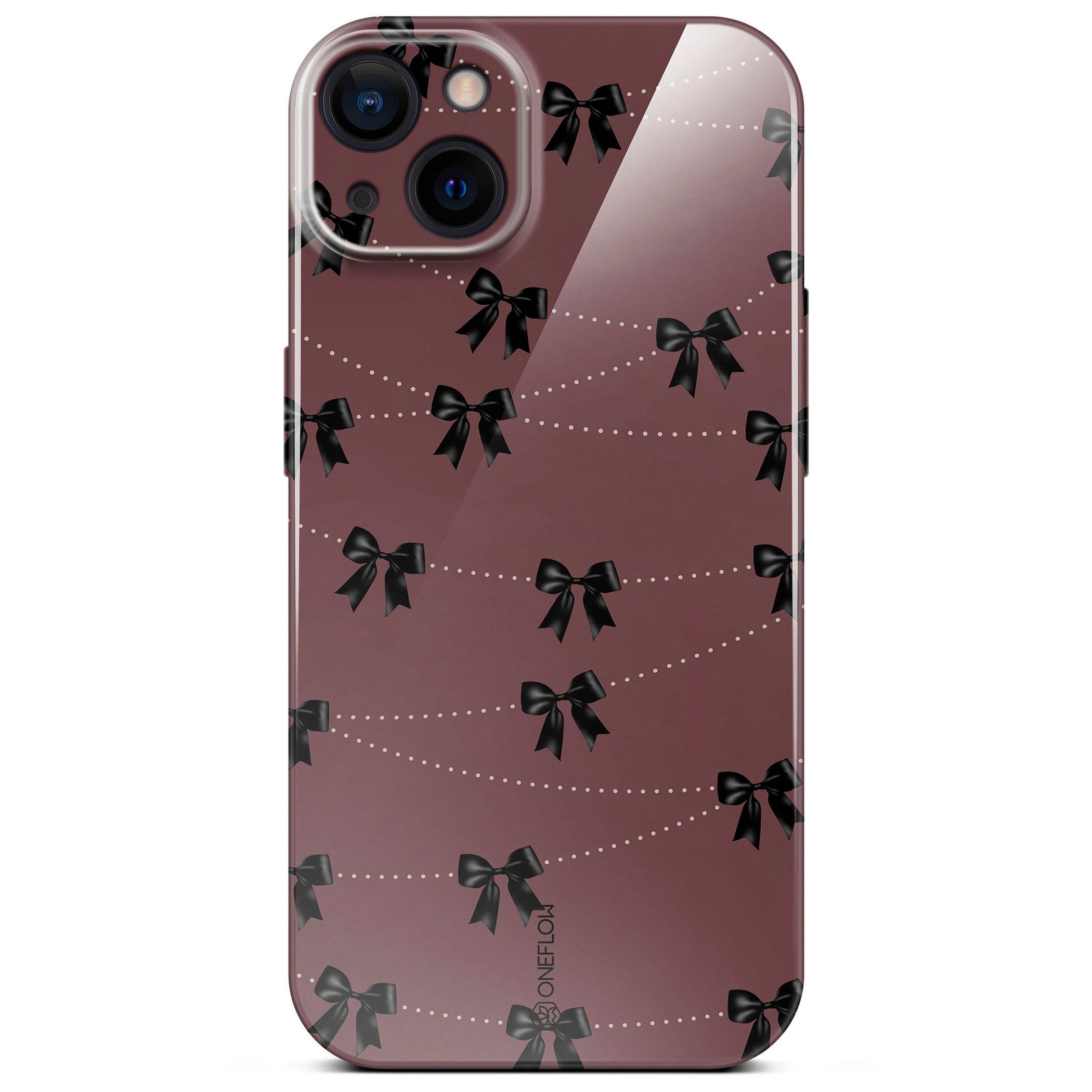 ONEFLOW Handyhülle für iPhone 15 Splash Cover Weinrot Schleifen Rot 6,1 Zoll, Hülle mit Design Muster Designer Case Kameraschutz Handy Schutzhülle