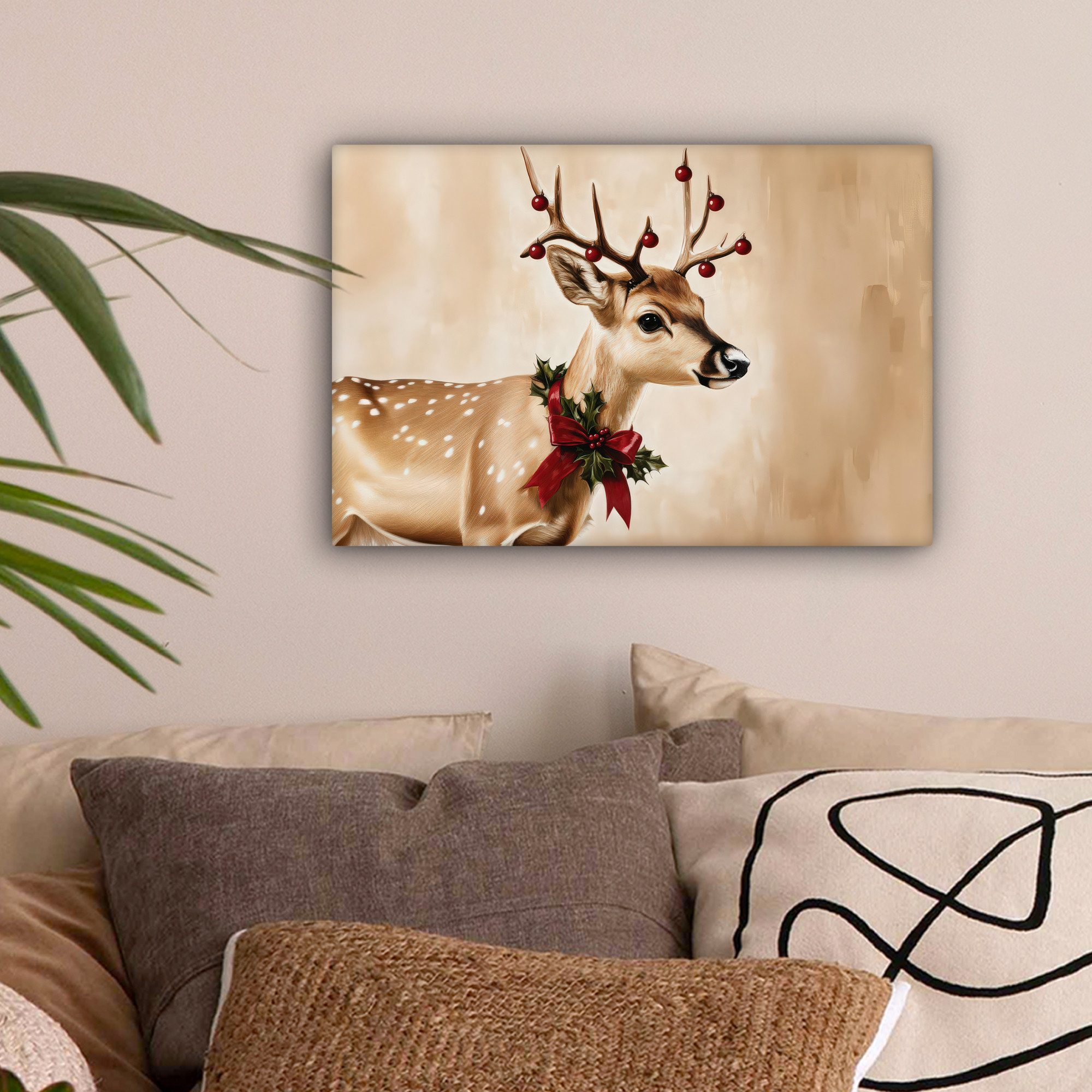 OneMillionCanvasses® Leinwandbild Geweih - Weihnachten - Rentier - Rot, Fot günstig online kaufen