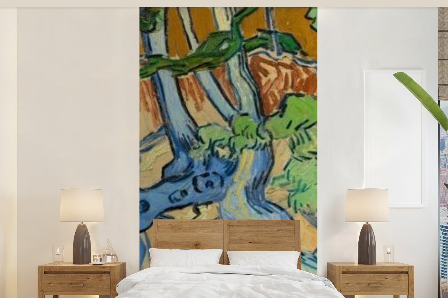 MuchoWow Fototapete Baumwurzeln - Vincent van Gogh, Matt, bedruckt, (2 St), Vliestapete für Wohnzimmer Schlafzimmer Küche, Fototapete
