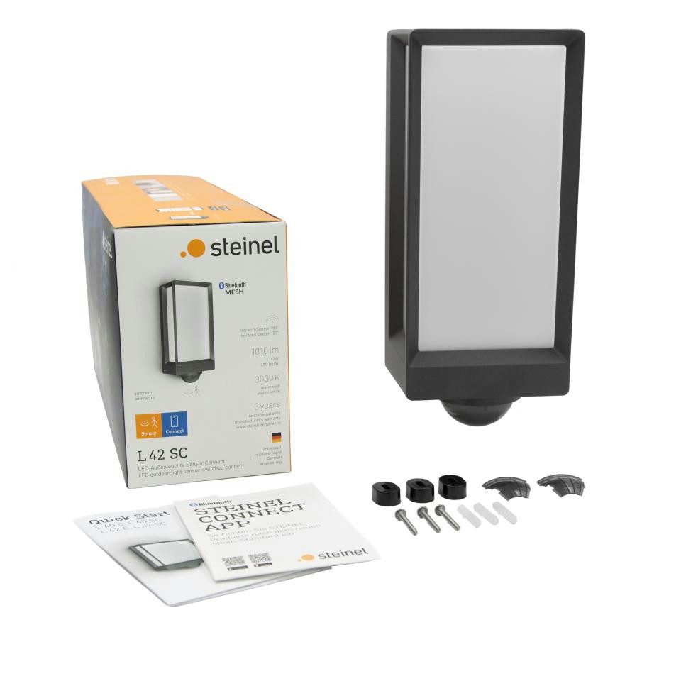 steinel LED Außen-Wandleuchte Steinel LED Außenleuchte L 42 SC 13W, anthrazit, Inkl. Leuchtmittel, Dimmbar mit Bewegungsmelder