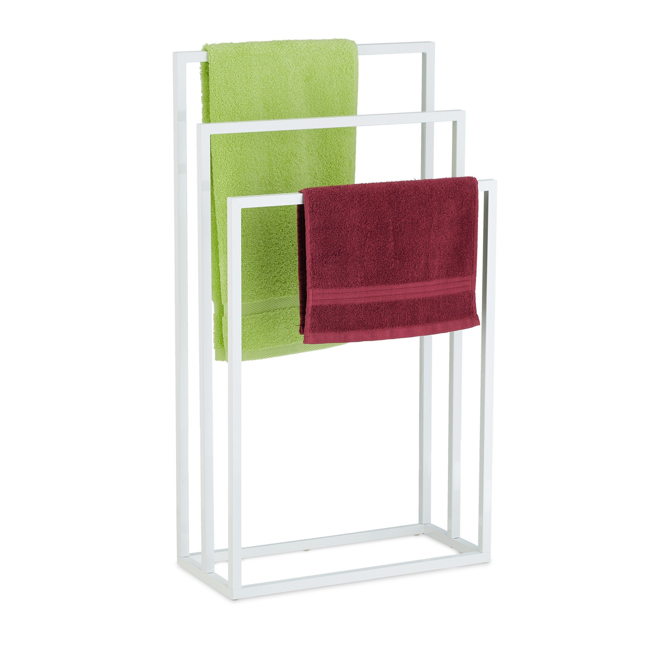 relaxdays Handtuchständer Weißer Handtuchständer 3 Stangen günstig online kaufen