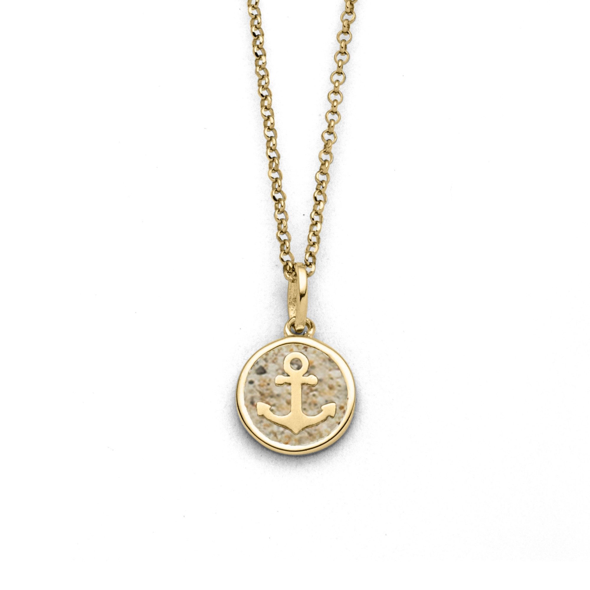 DUR Kette mit Anhänger K2947 „Anker 2.0“, 45 cm – Vergoldete Damenkette aus 925er Silber, mit maritimem Ankeranhänger
