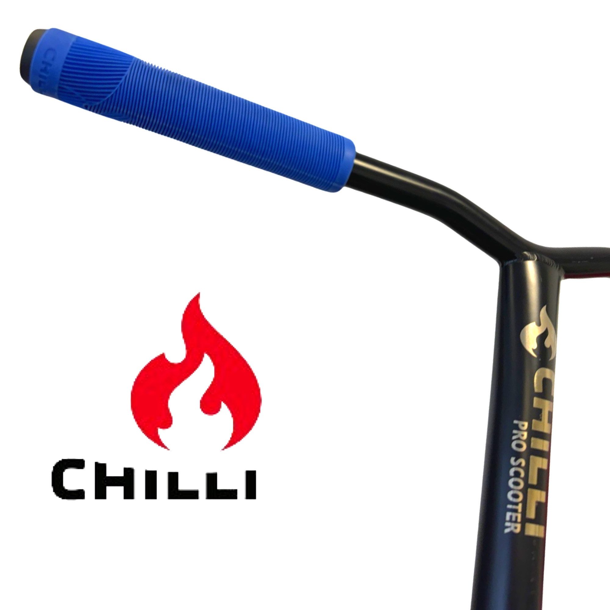 Chilli Pro Scooter Stuntscooter Chilli Stunt-Scooter / BMX / Dirt Fahrrad Soft Griffe XL Barends blau