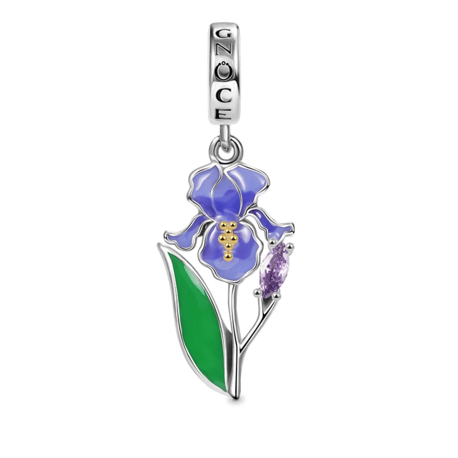 Gnoce Bead Gnoce Charm Anhänger Iris FOC109 Silber
