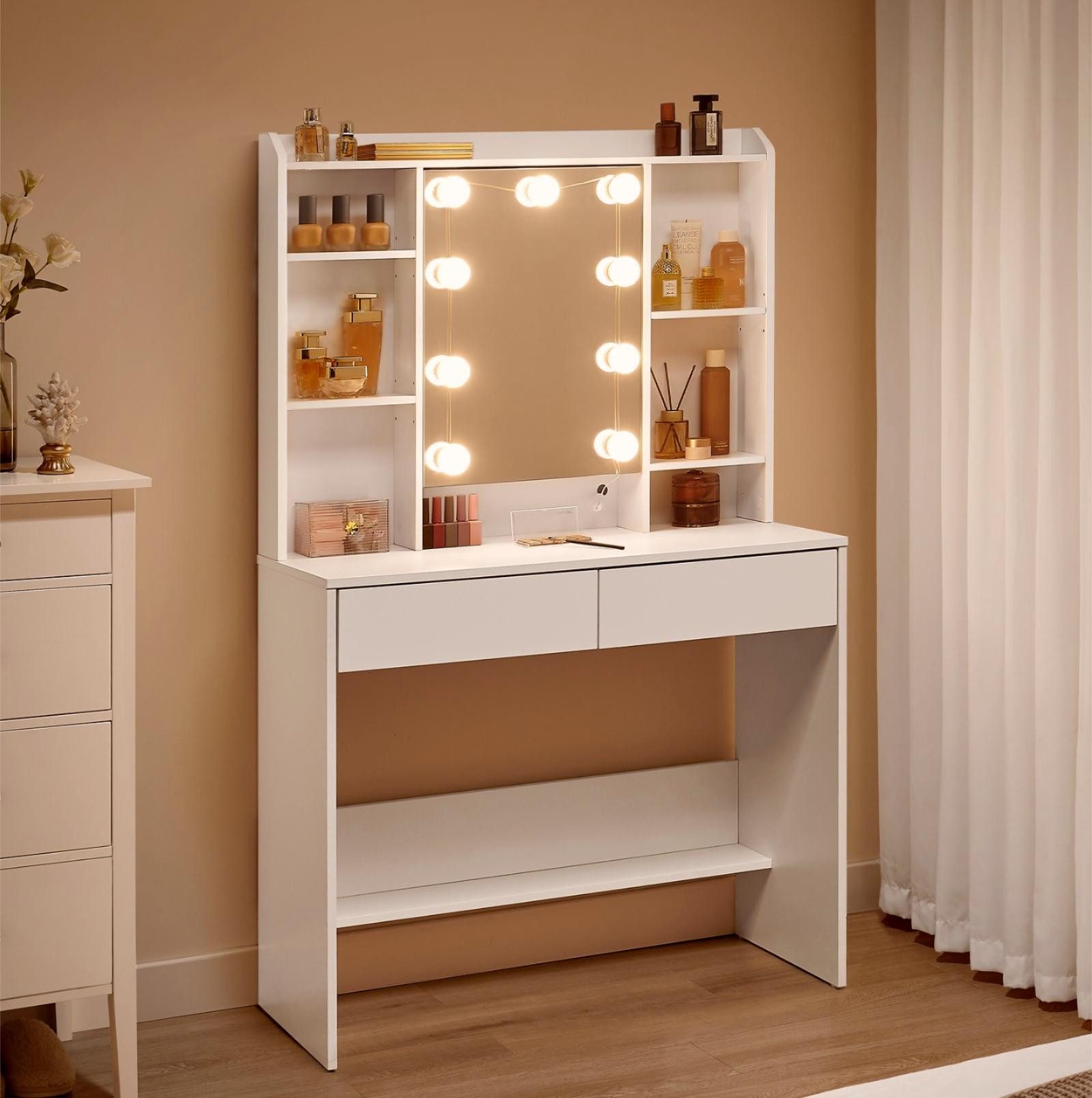 VASAGLE Schminktisch mit Beleuchtung, einstellbare Helligkeit, Frisiertisch günstig online kaufen