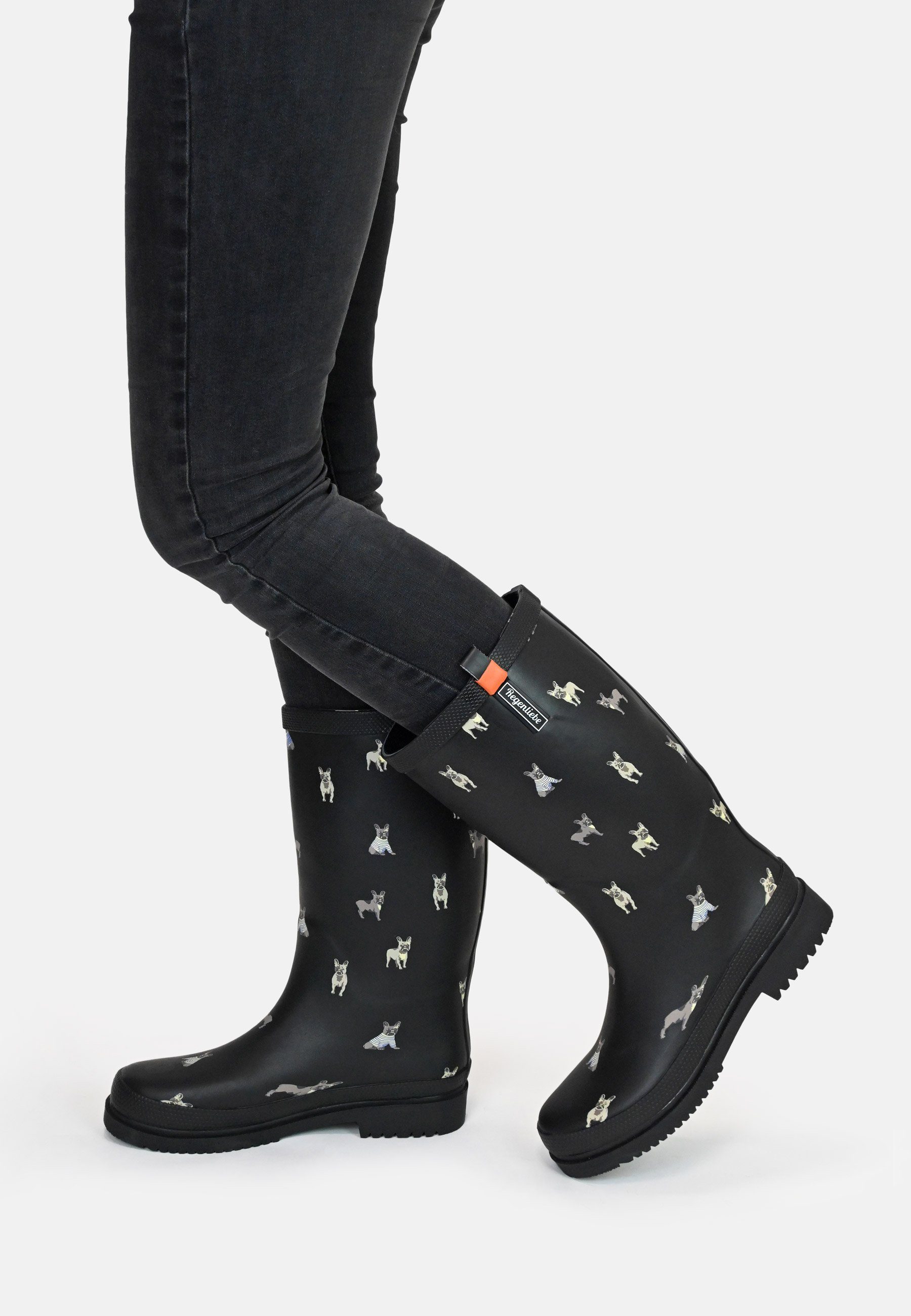 Regenliebe Waldi Mops High Gummistiefel Langschaft Stiefel mit Hundemotiv