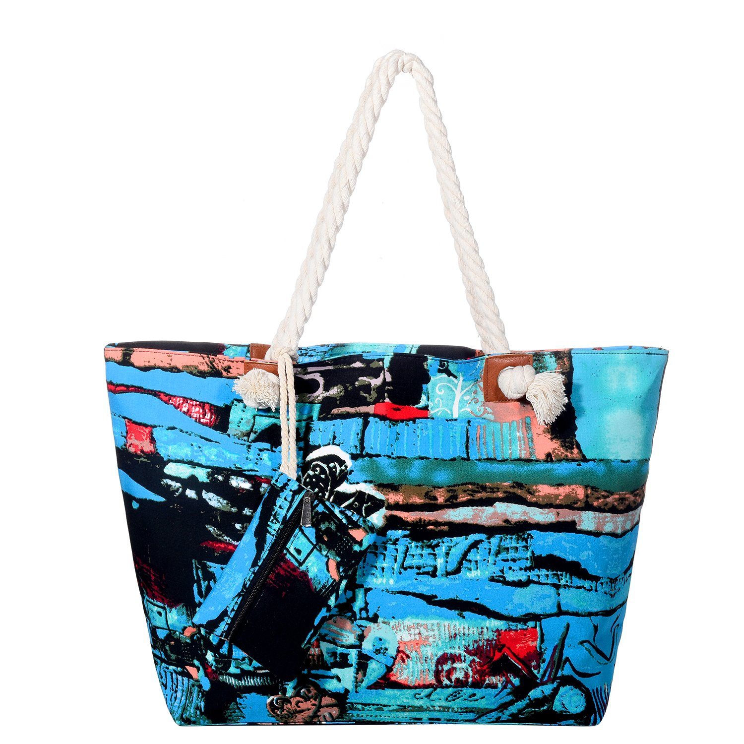 DonDon Art mit Strandtasche, Reißverschluss, Abstract (2-tlg), inkl. kleinem Große Tasche wasserabweisende Beutel Shopper Strandtasche