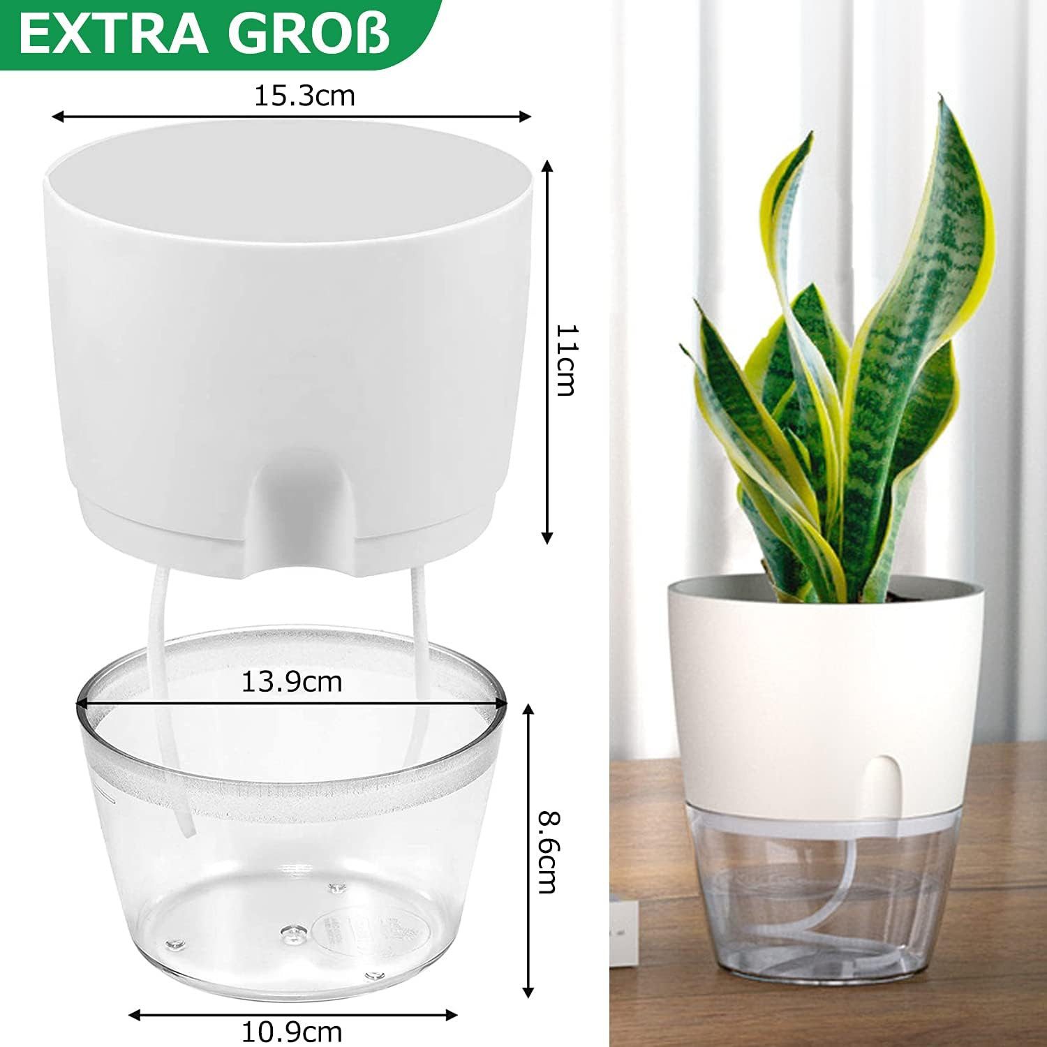 FELIXLEO Kräutertopf Kräutertopf 3er Set selbstbewässernd Küchen Kräutergarten (1 St)