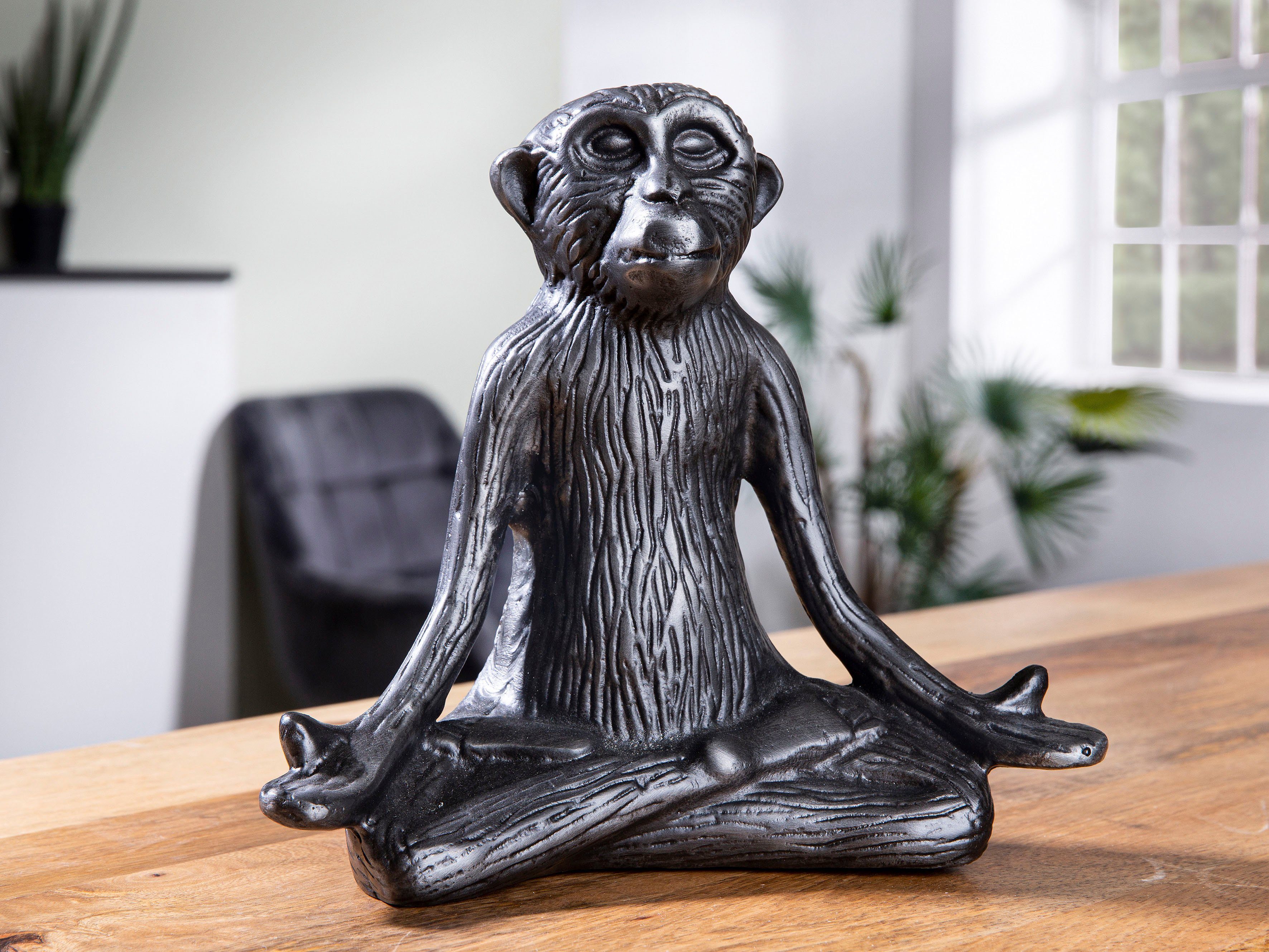 GILDE Tierfigur Skulptur Monkey (1 St) anthrazitfarben