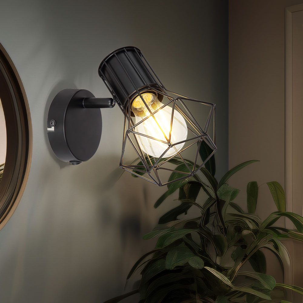 GLOBO LIGHTING Wandleuchte, Leuchtmittel nicht inklusive, Wand Spot Lampe Käfig Spot Wohn Zimmer Leuchte Strahler verstellbar
