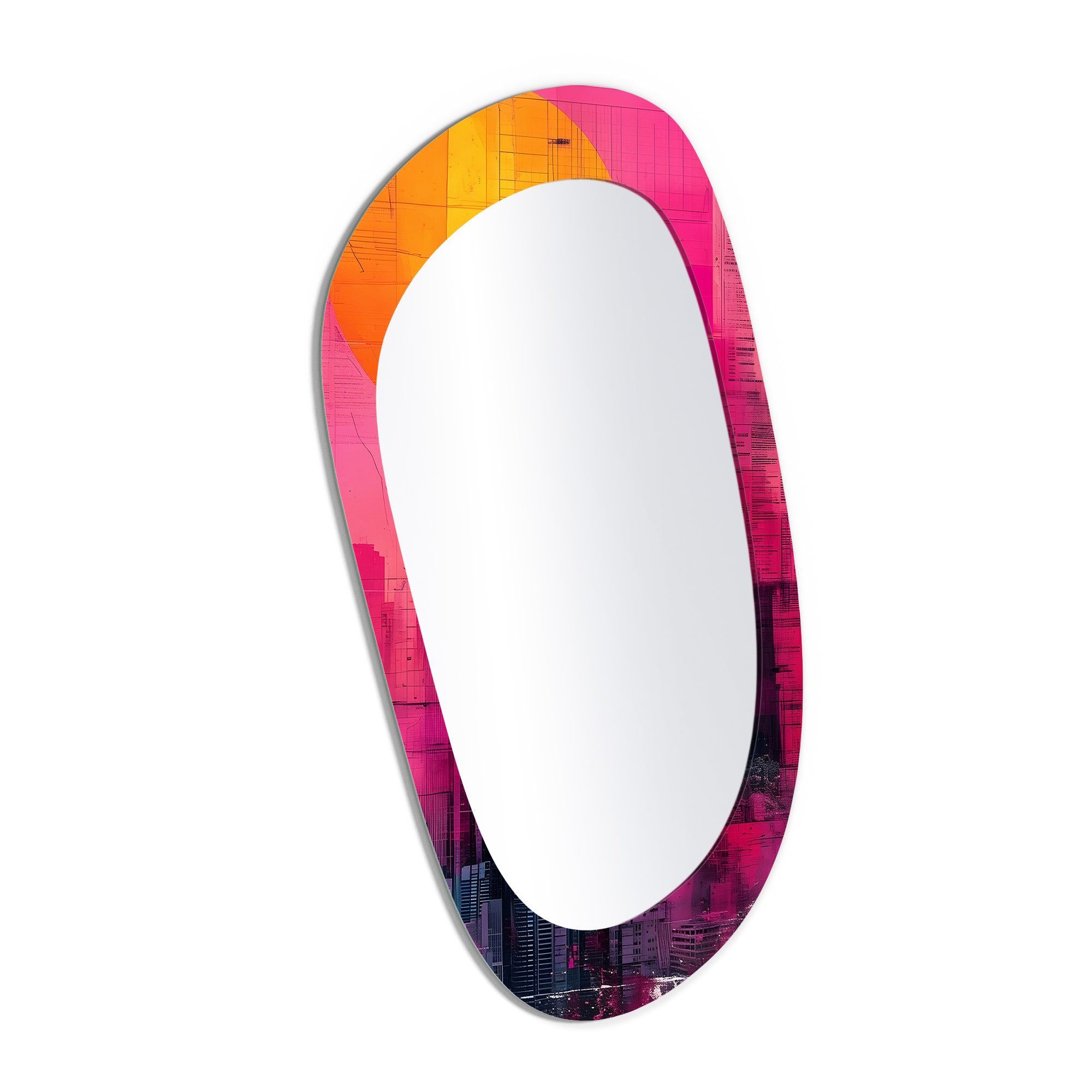 DEQORI Wandspiegel 'Der Cyber Sunset', Spiegel organisch geformt selbstklebend Wand Wohnzimmer Flur groß XXL