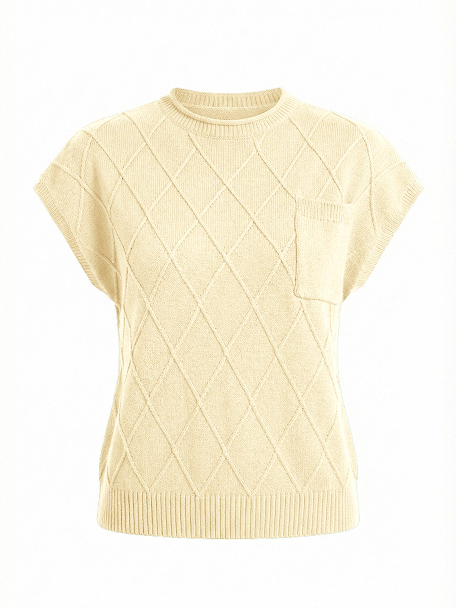 Kurzarmpullover Damen Pullover mit Stehkragen und kurzen Ärmeln