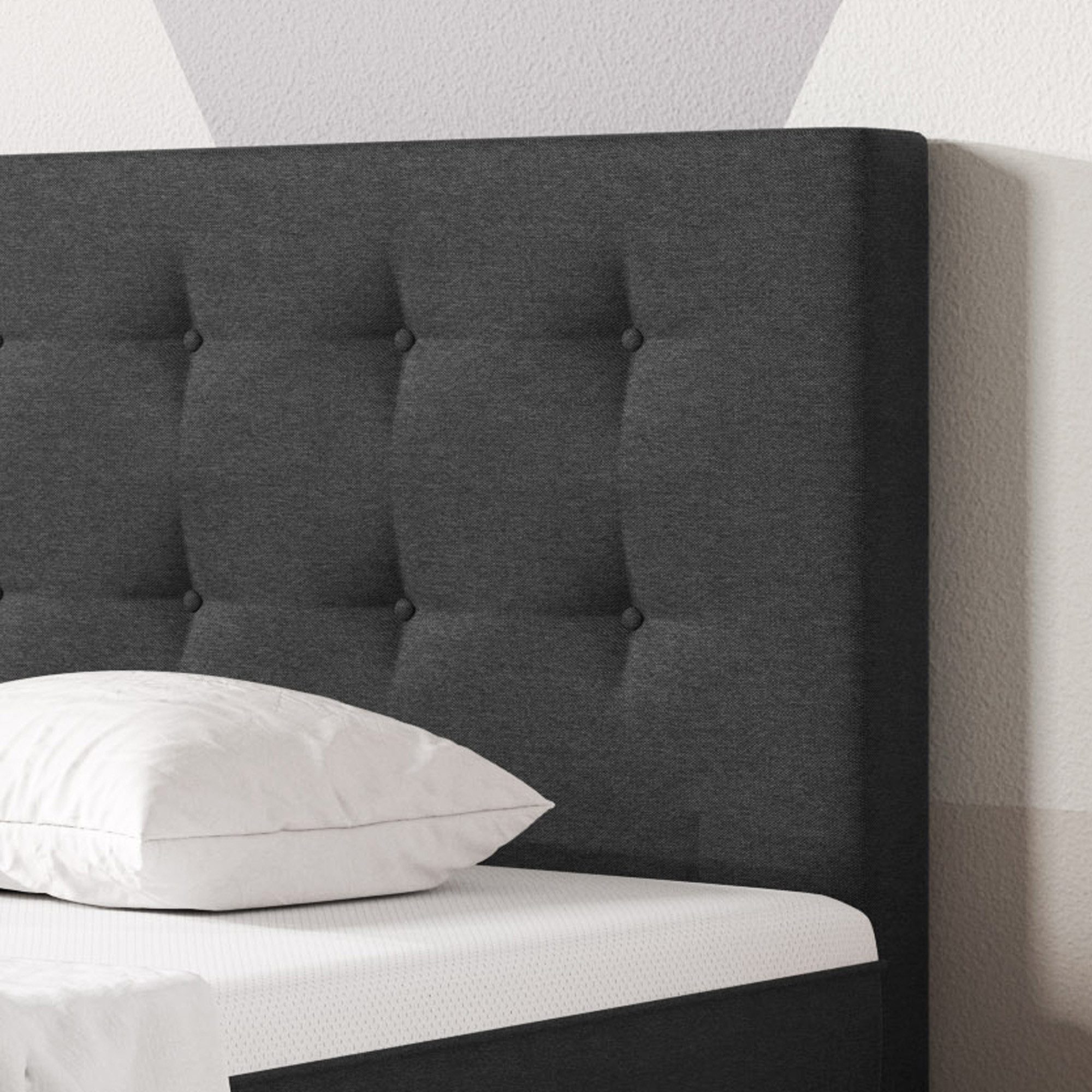 inter Boxspringbett Köln Plus 140x200 cm Webstoff mit Topper-Optik