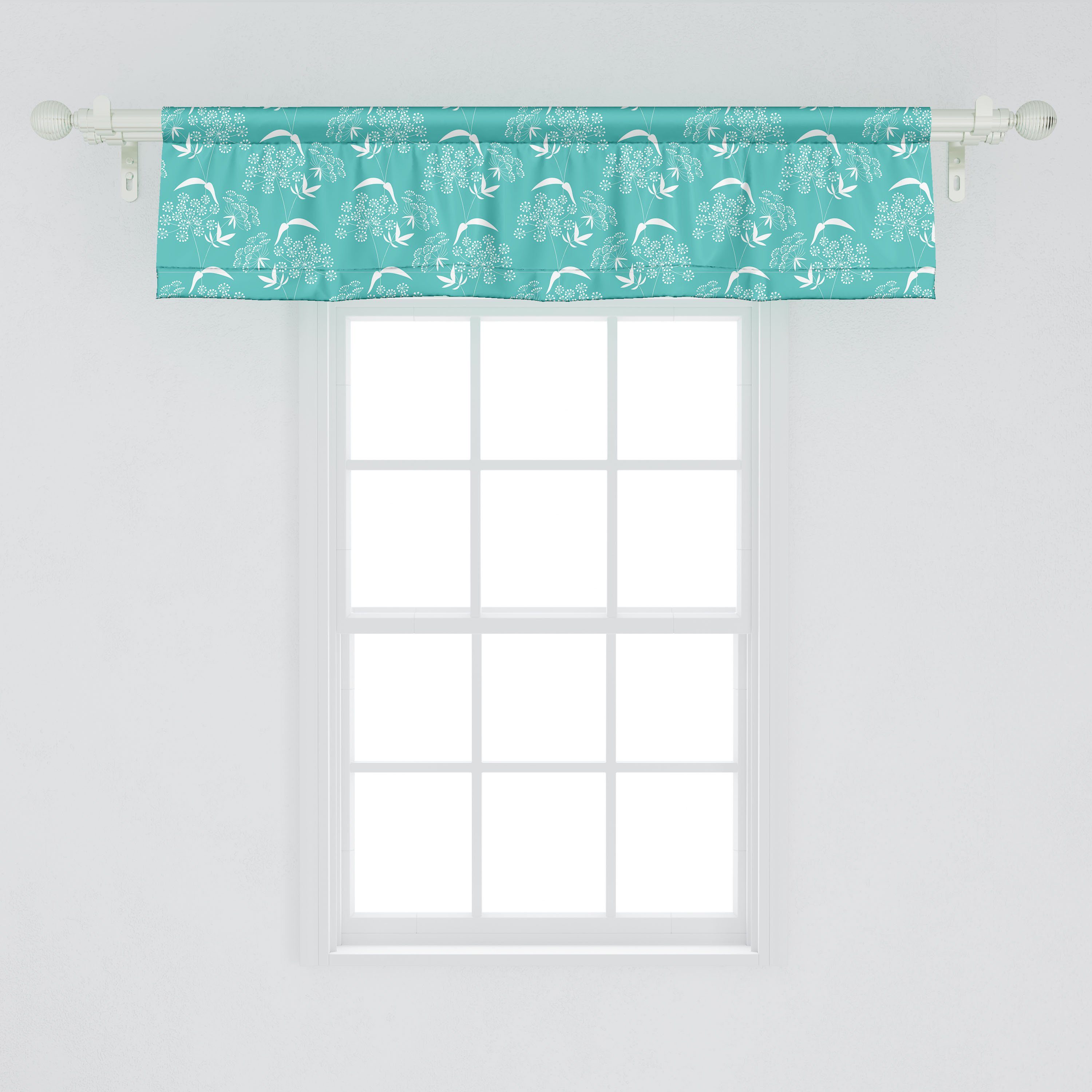 Scheibengardine Vorhang Volant für Küche Blüten Dekor entwerfen Botanisch Abakuhaus, Microfaser, Schlafzimmer mit Bouquets Stangentasche