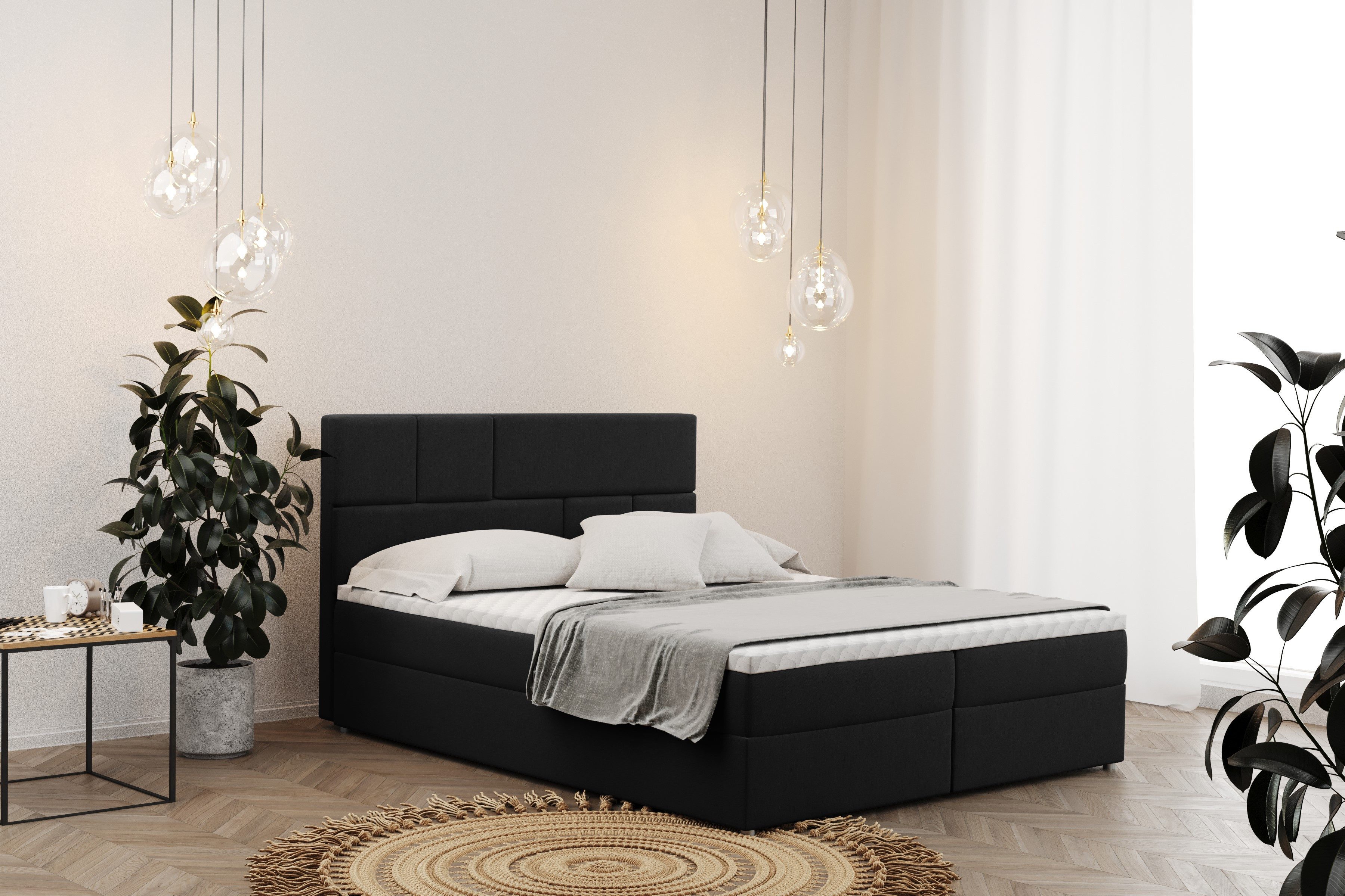 Kaiser Möbel Boxspringbett mit bettkasten matratze BALI stoff Mat Velvet, Bonell-Matratze, Große Auswahl an Größen, Overlay-Deckel